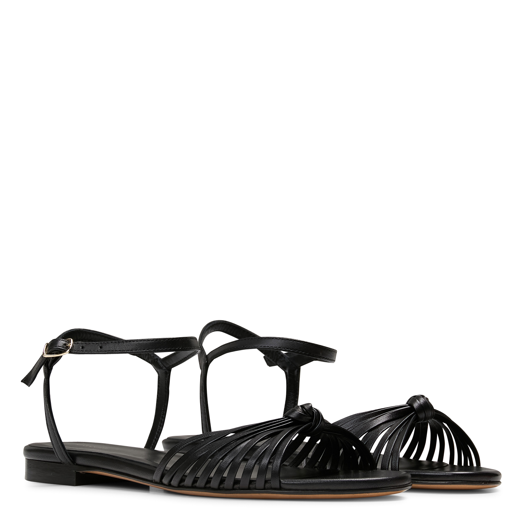 Sandales plates en cuir RIVECOUR Noir