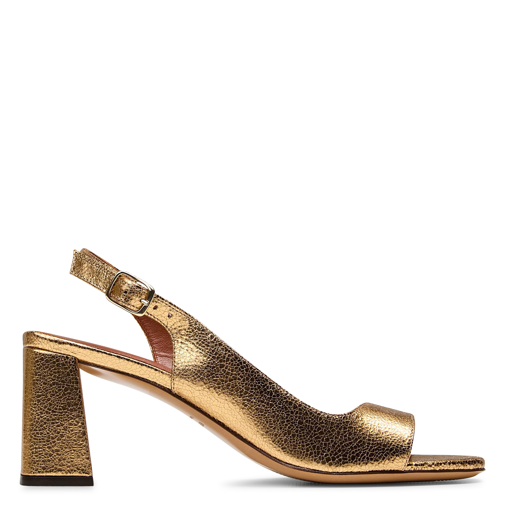 Sandales à talon en cuir métallisé RIVECOUR Doré