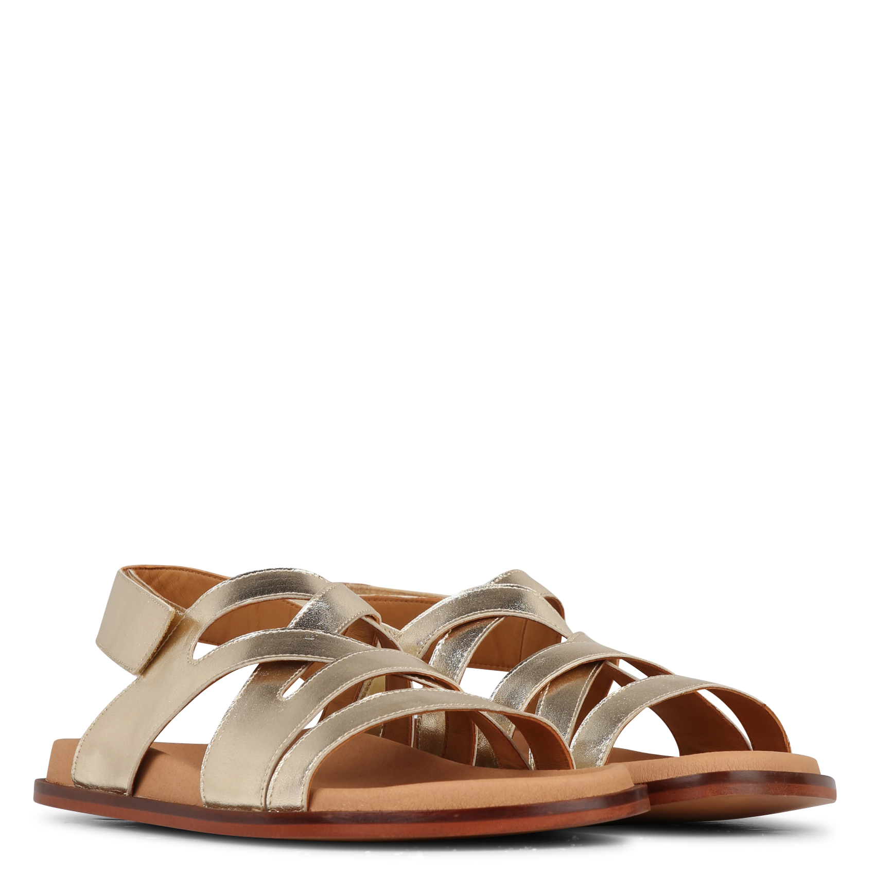 Sandales plates en cuir métallisé KOSMA MENORCA Doré