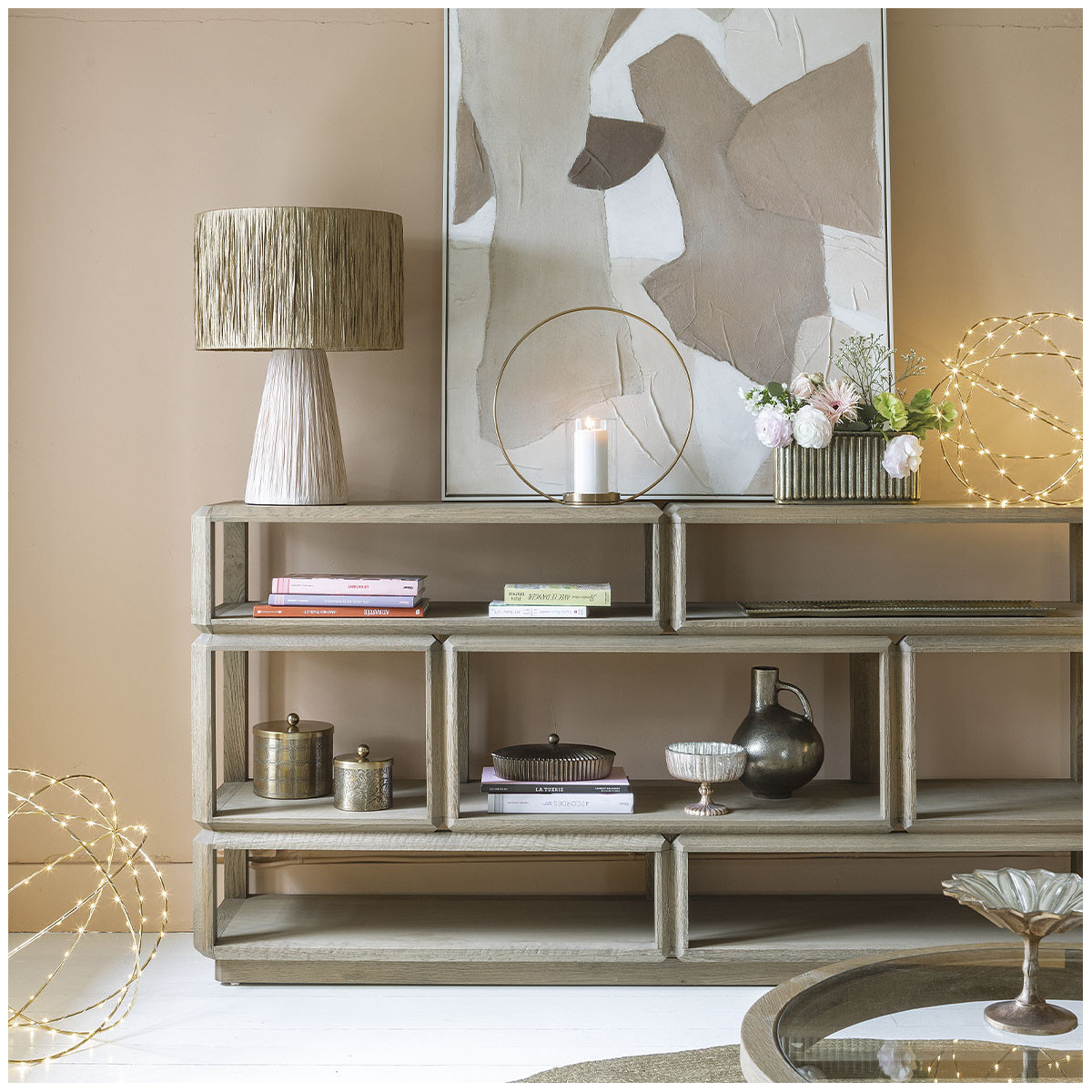 Nia raffia lamp - golden lampshade - ø 40 x 57.5 cm BLANC D'IVOIRE Golden