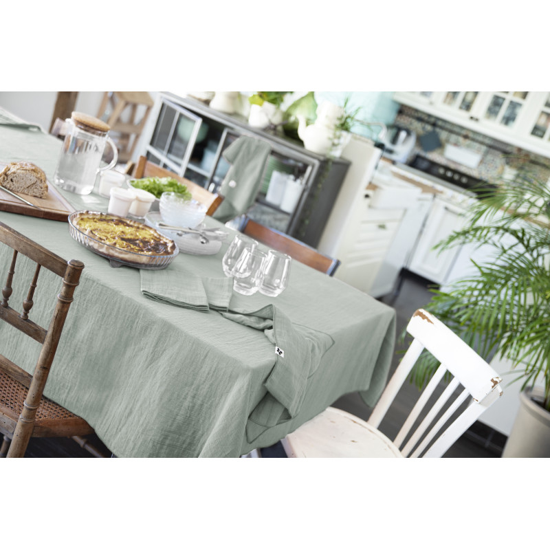 Cotton gauze tablecloth L'EFFET PAPILLON Blue