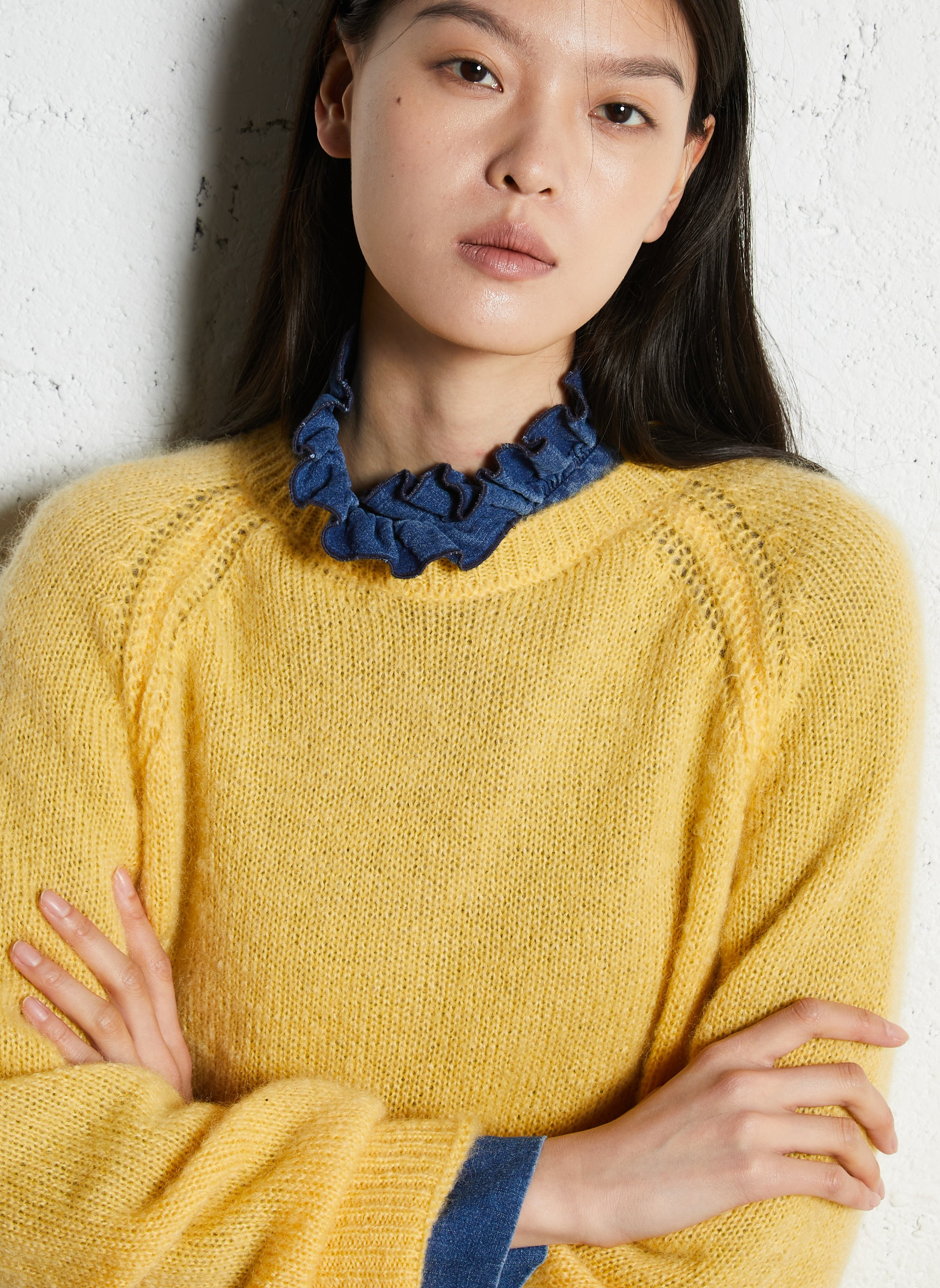 Rechte trui van gemengde mohair SUZIE WINKLE Geel