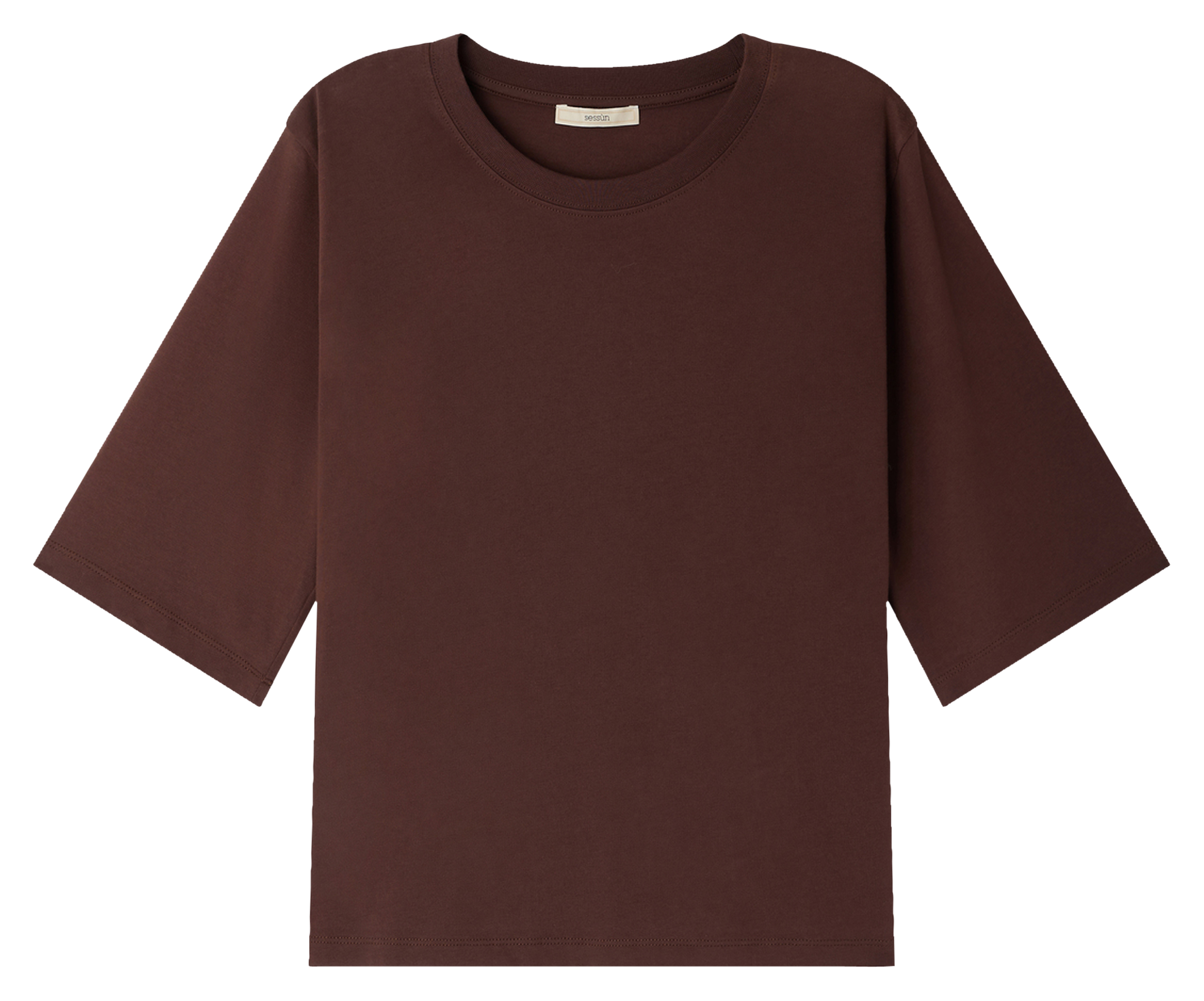 Ruimvallend, katoenen T-shirt met ronde hals SESSUN Bruin