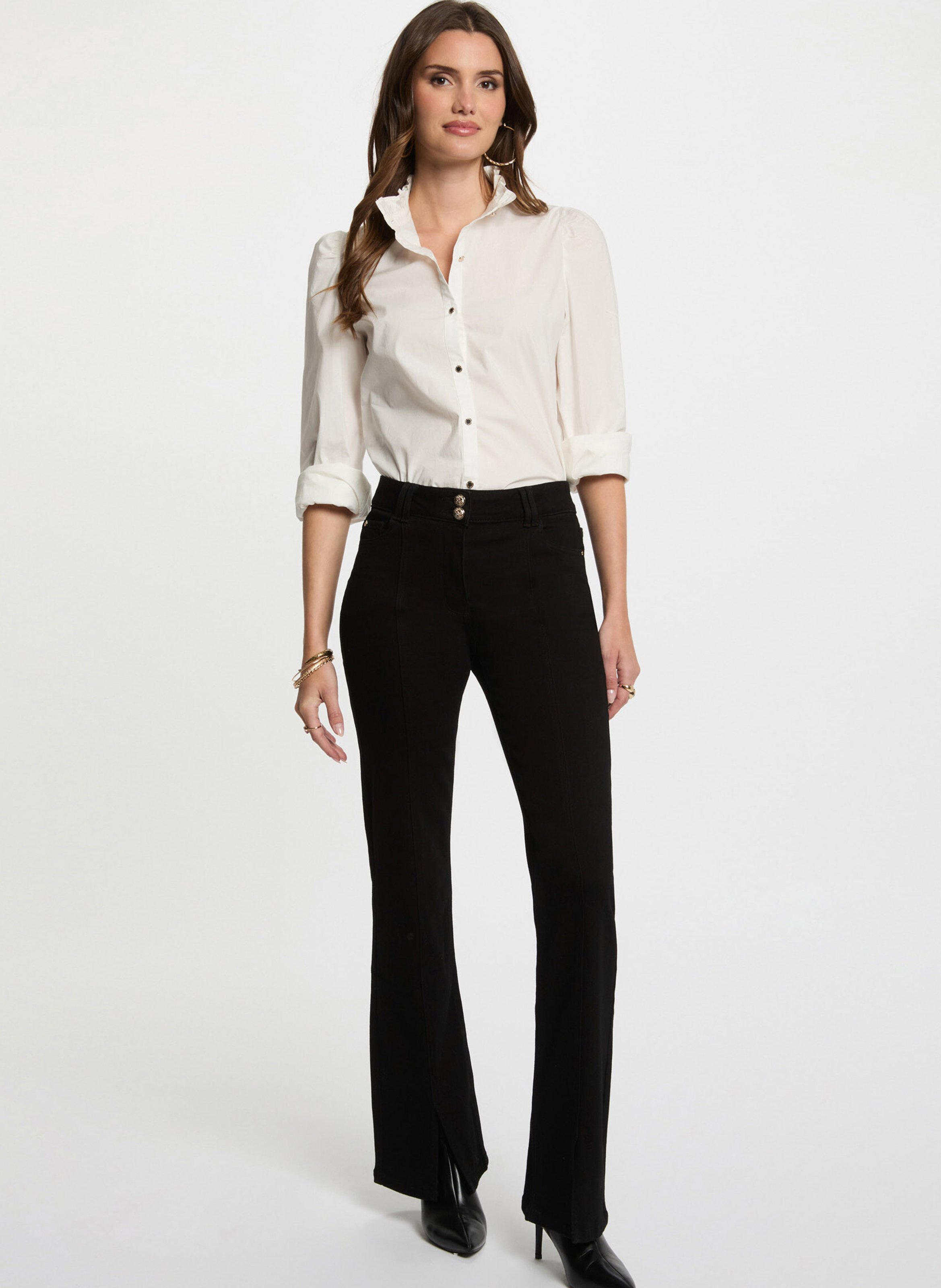 Jean boot-cut uni avec fentes  MORGAN Noir