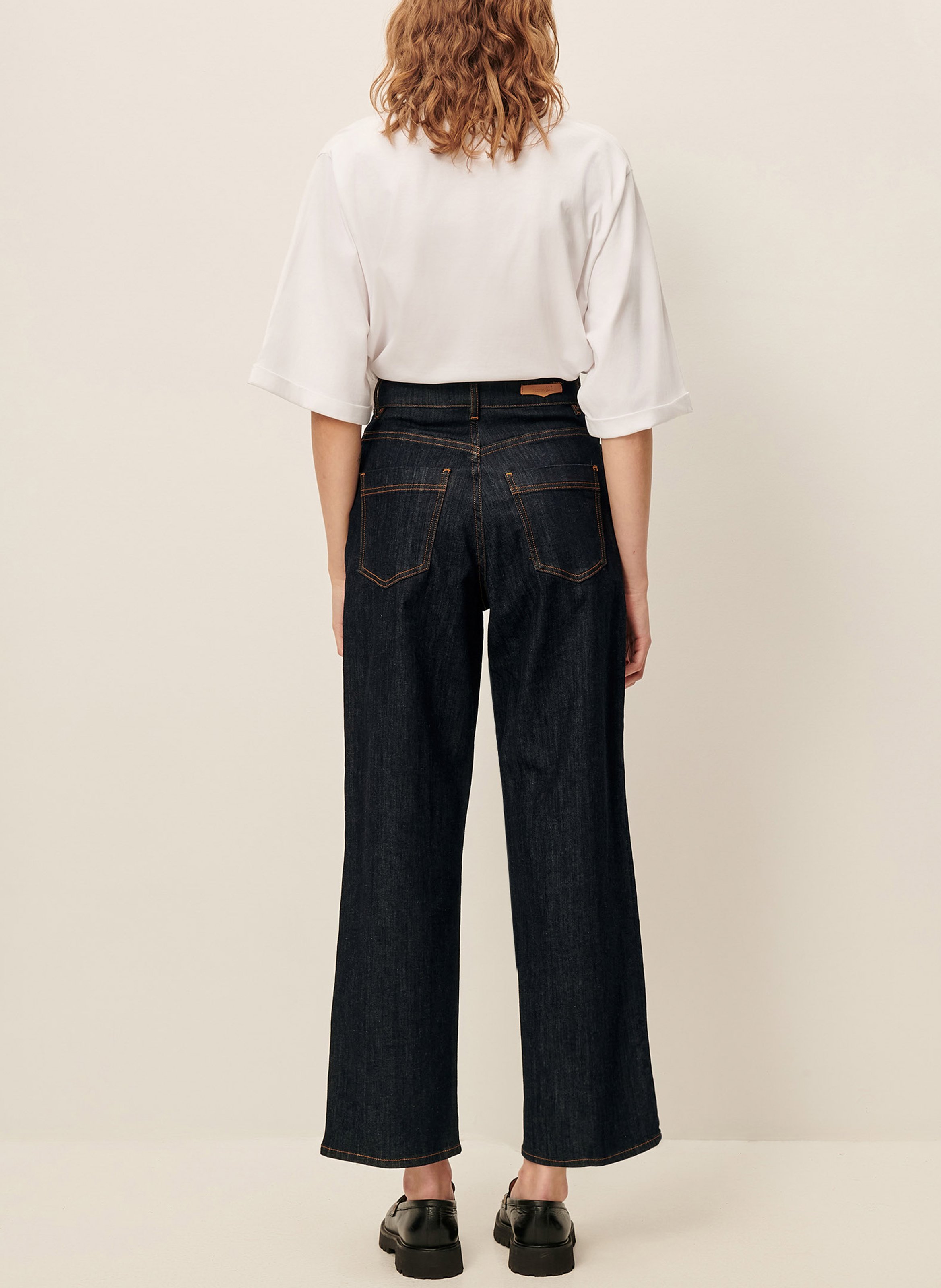 Cropped slim jeans with studs SESSUN Blue