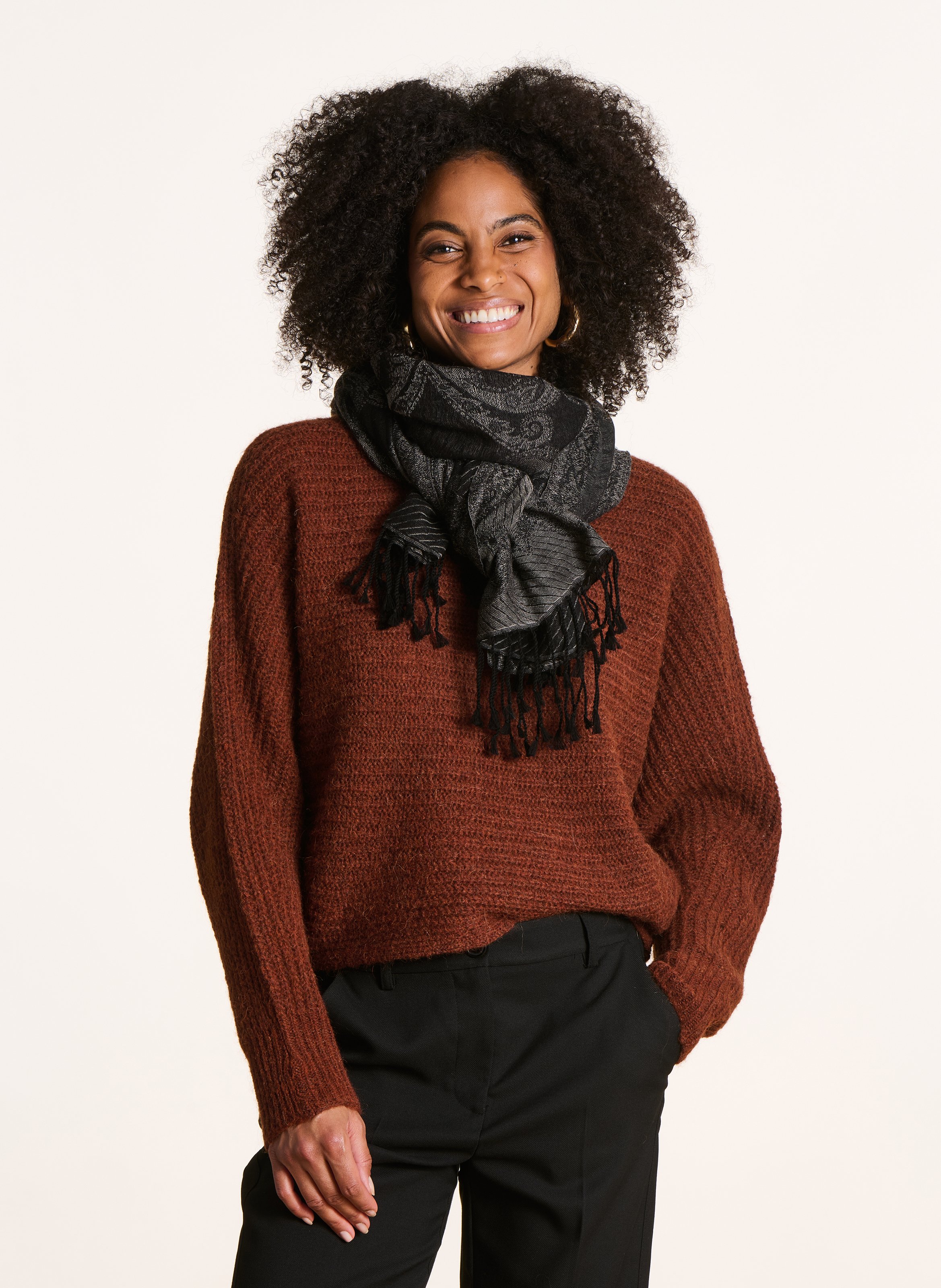 Cotton-blend scarf LA FEE MARABOUTEE Black