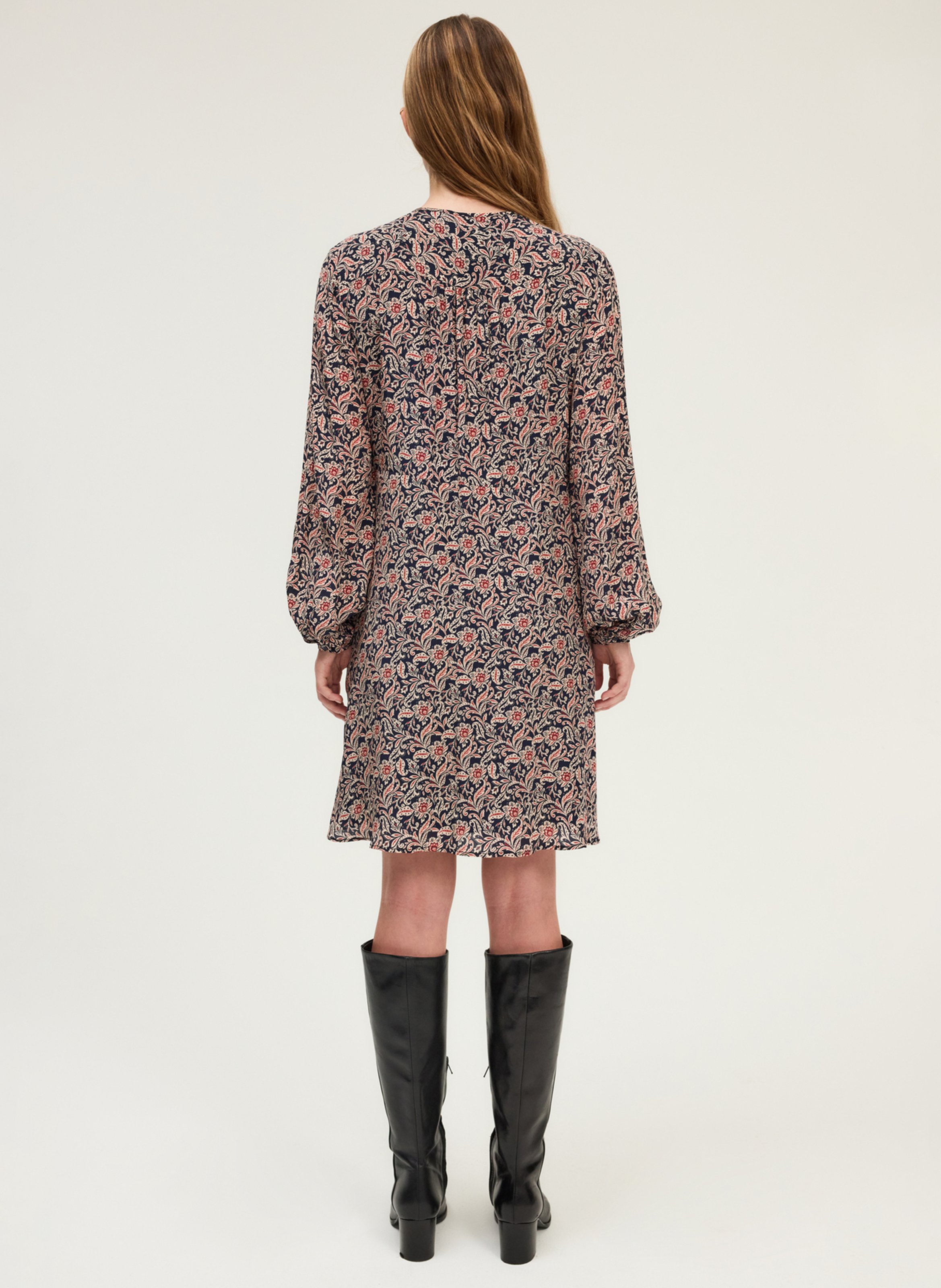 Short printed round-neck dress PABLO Blue