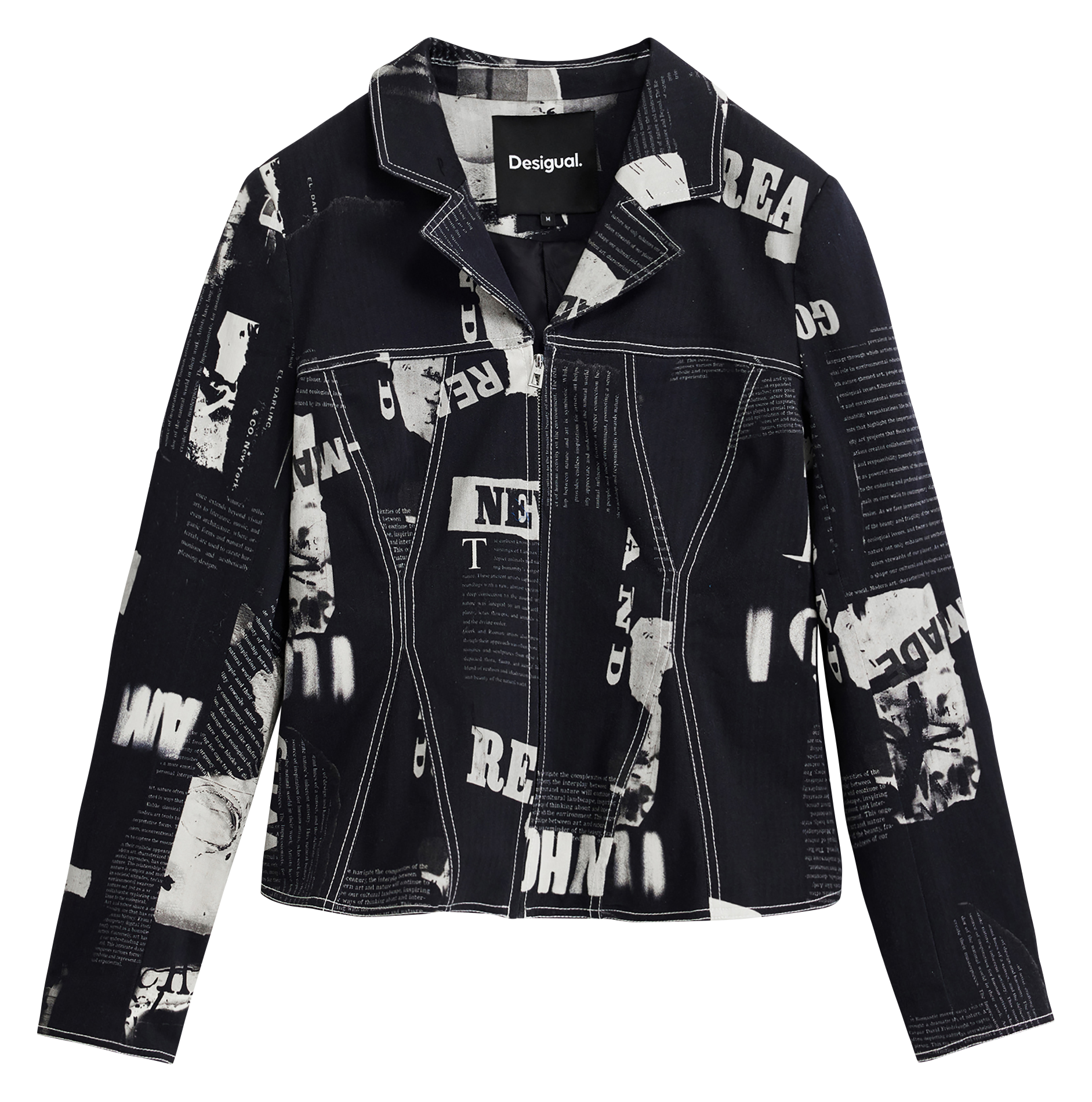 Veste col tailleur en coton mélangé DESIGUAL Noir