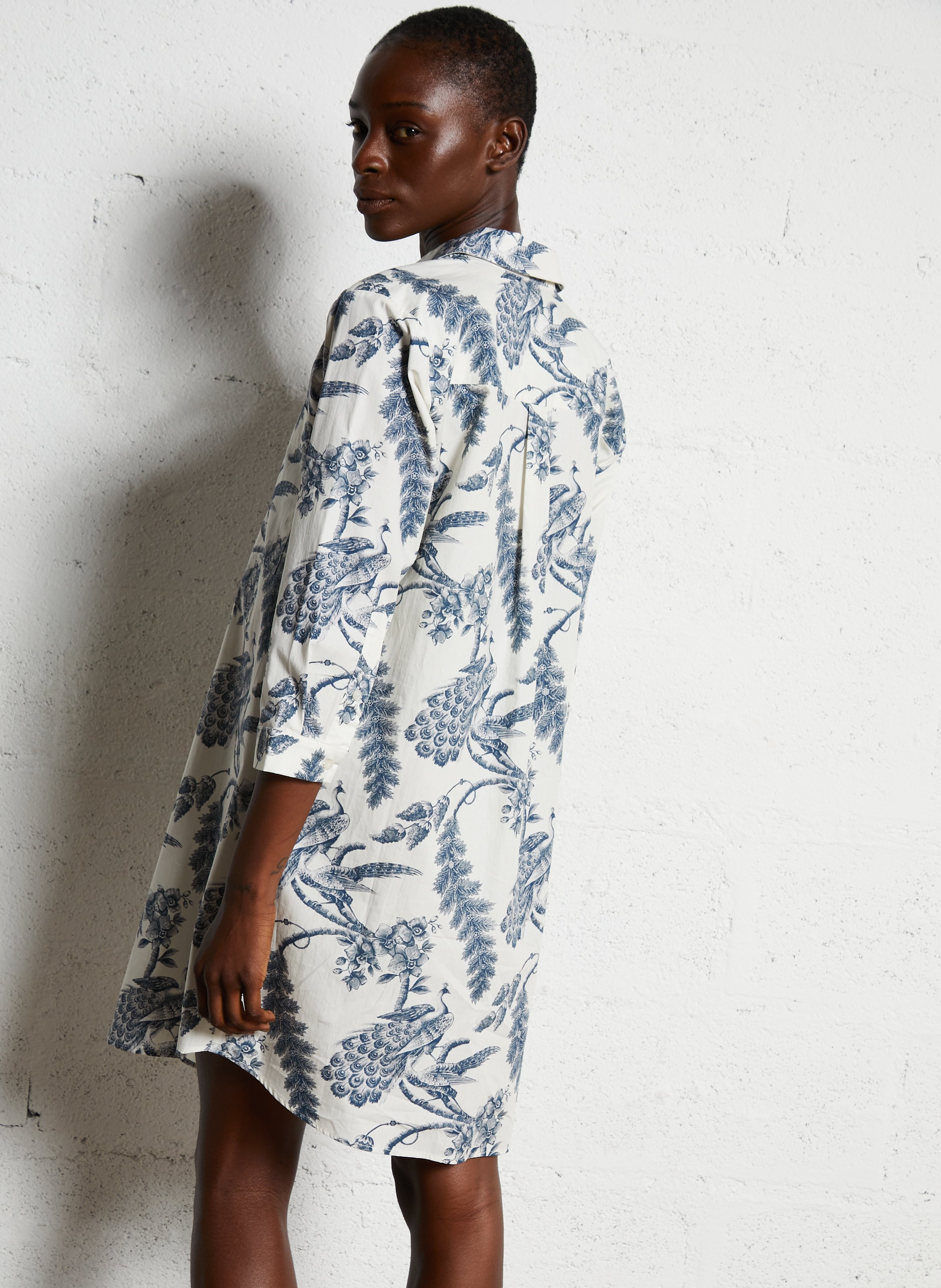 Printed cotton shirt dress MAISON 123 Blue