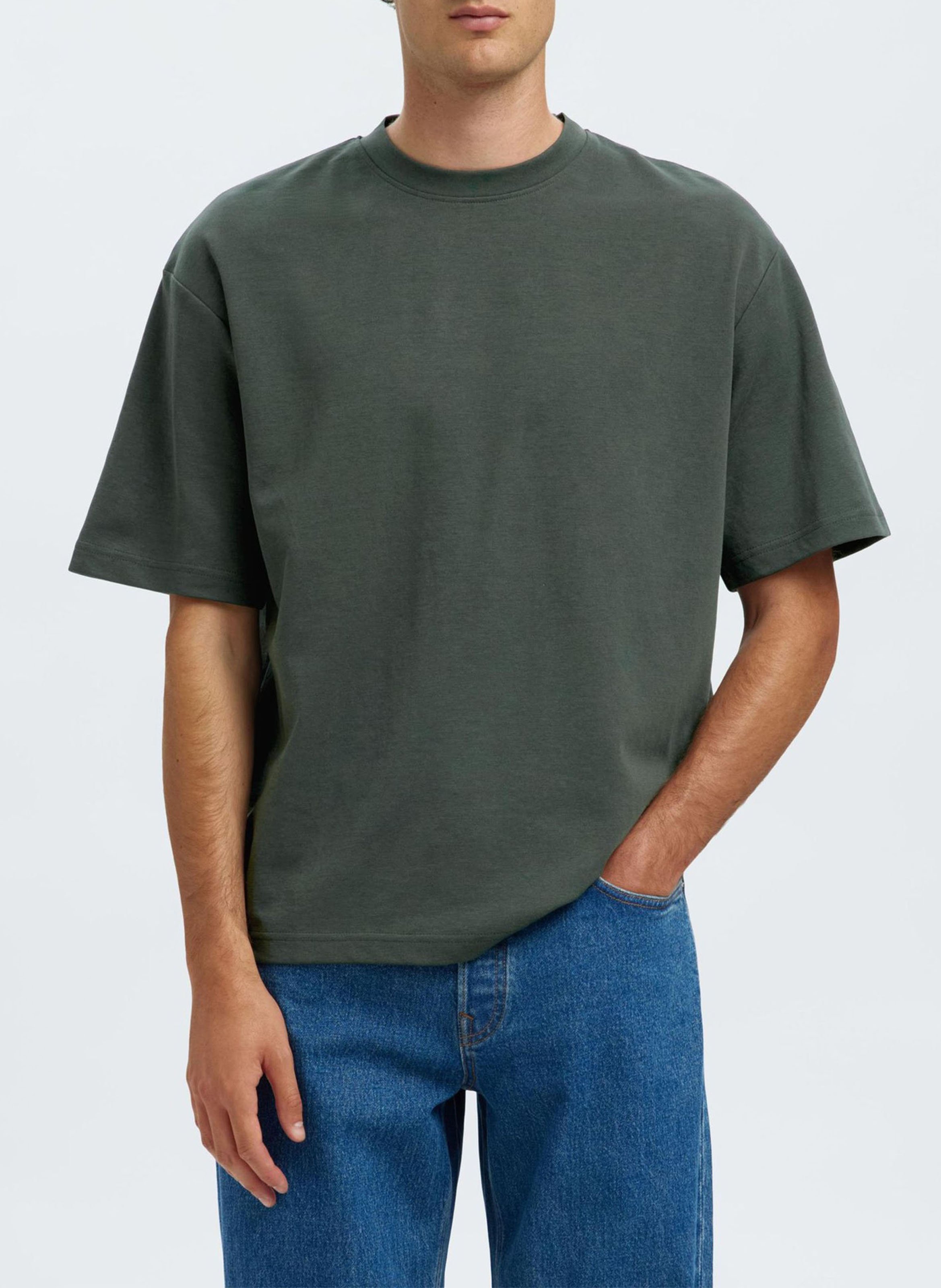 Tee-shirt oversize en coton bio mélangé SELECTED Vert