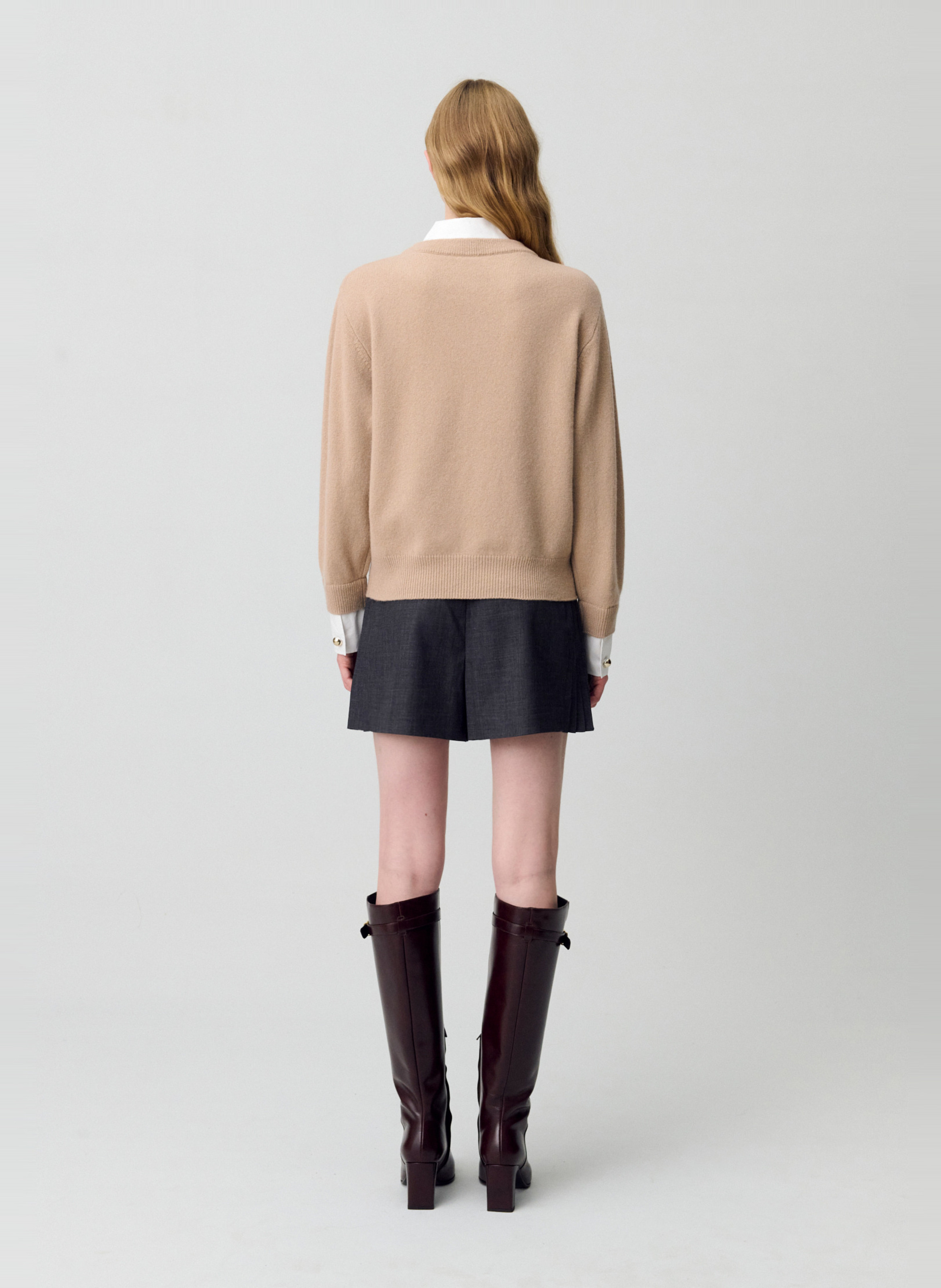 Pull col V en laine CLAUDIE PIERLOT Beige