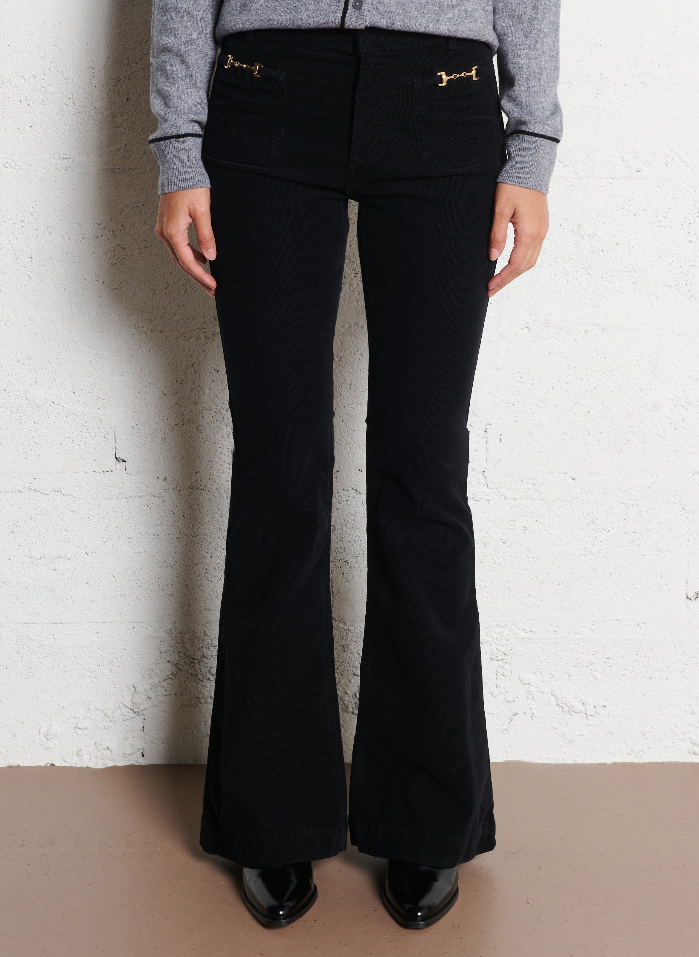 Flared Hose aus Baumwoll-Mix BERENICE Schwarz