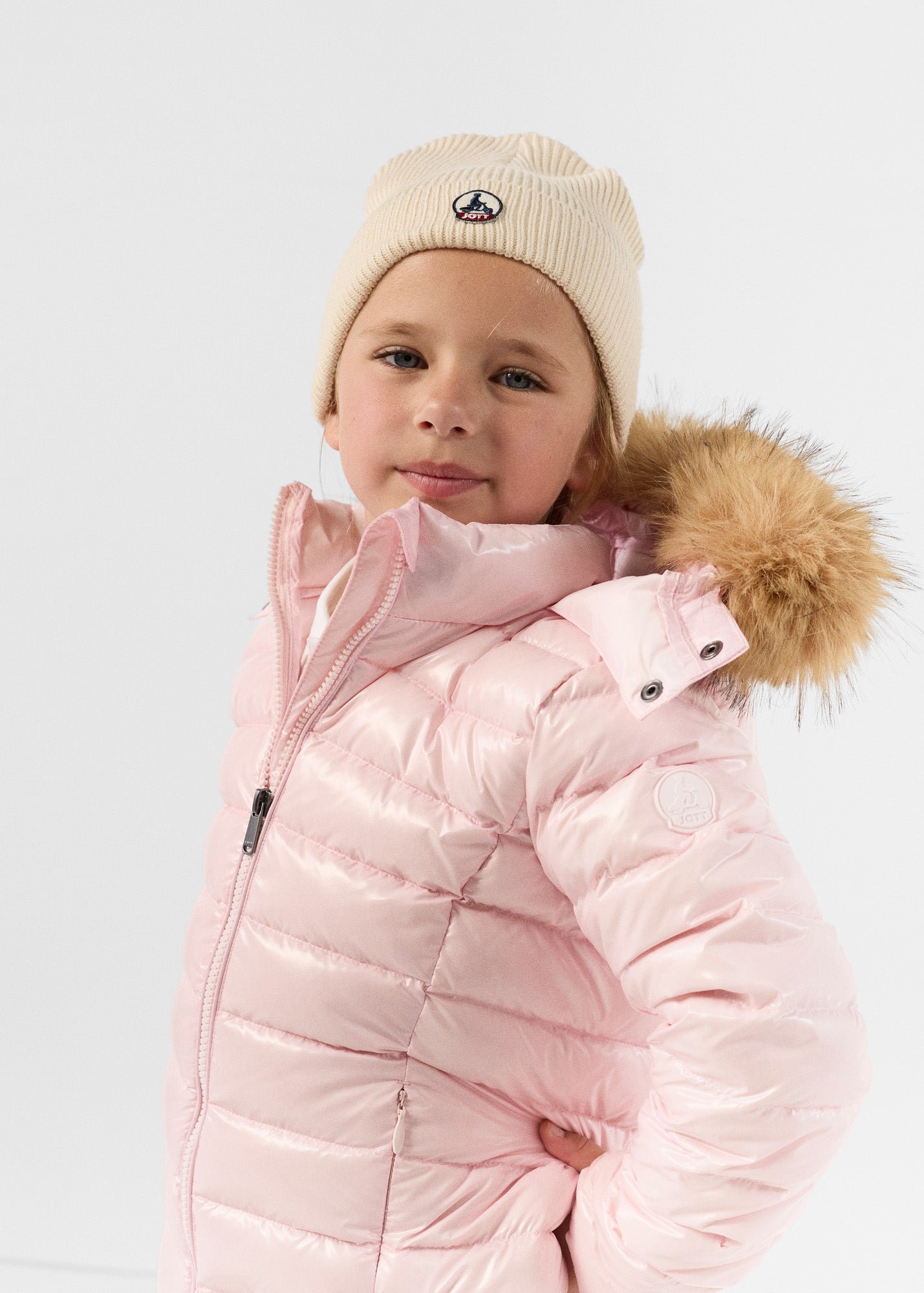 Children's down jacket for extreme cold in lacquered petal pink Olympe JOTT Pink