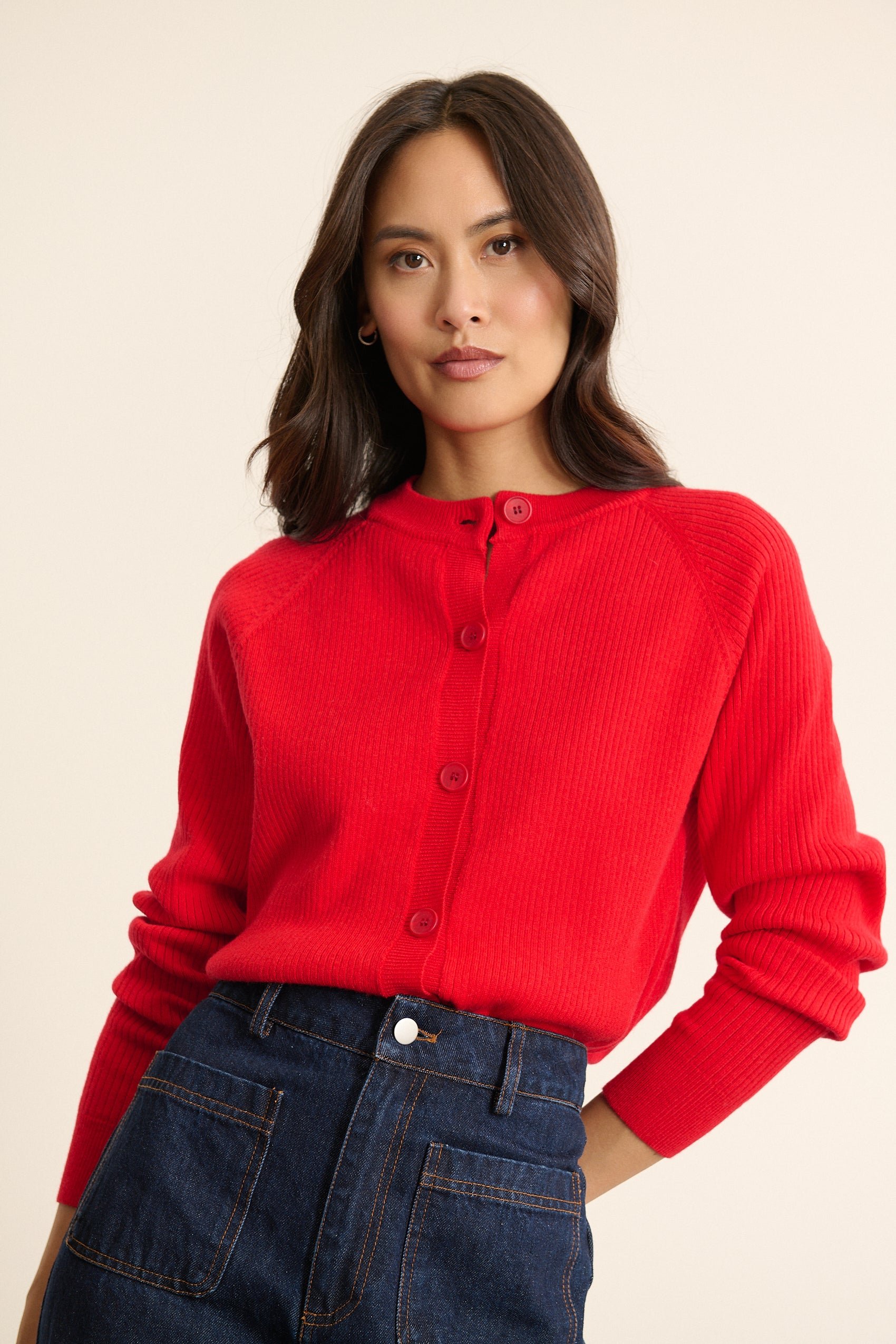Long-sleeved button-up cardigan GARANCE PARIS Red