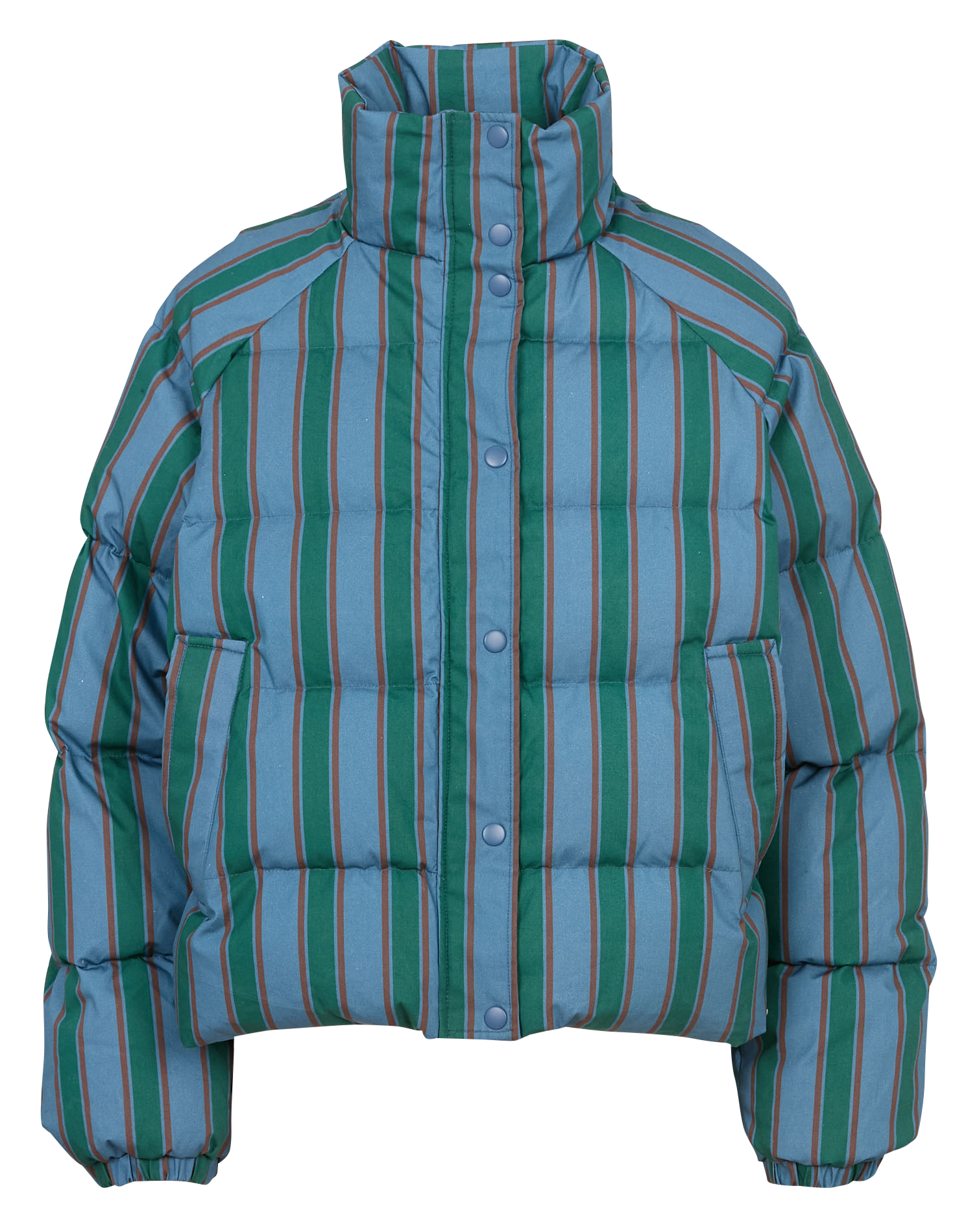 Doudoune oversize col montant en coton rayé THE TINY BIG SISTER Beige