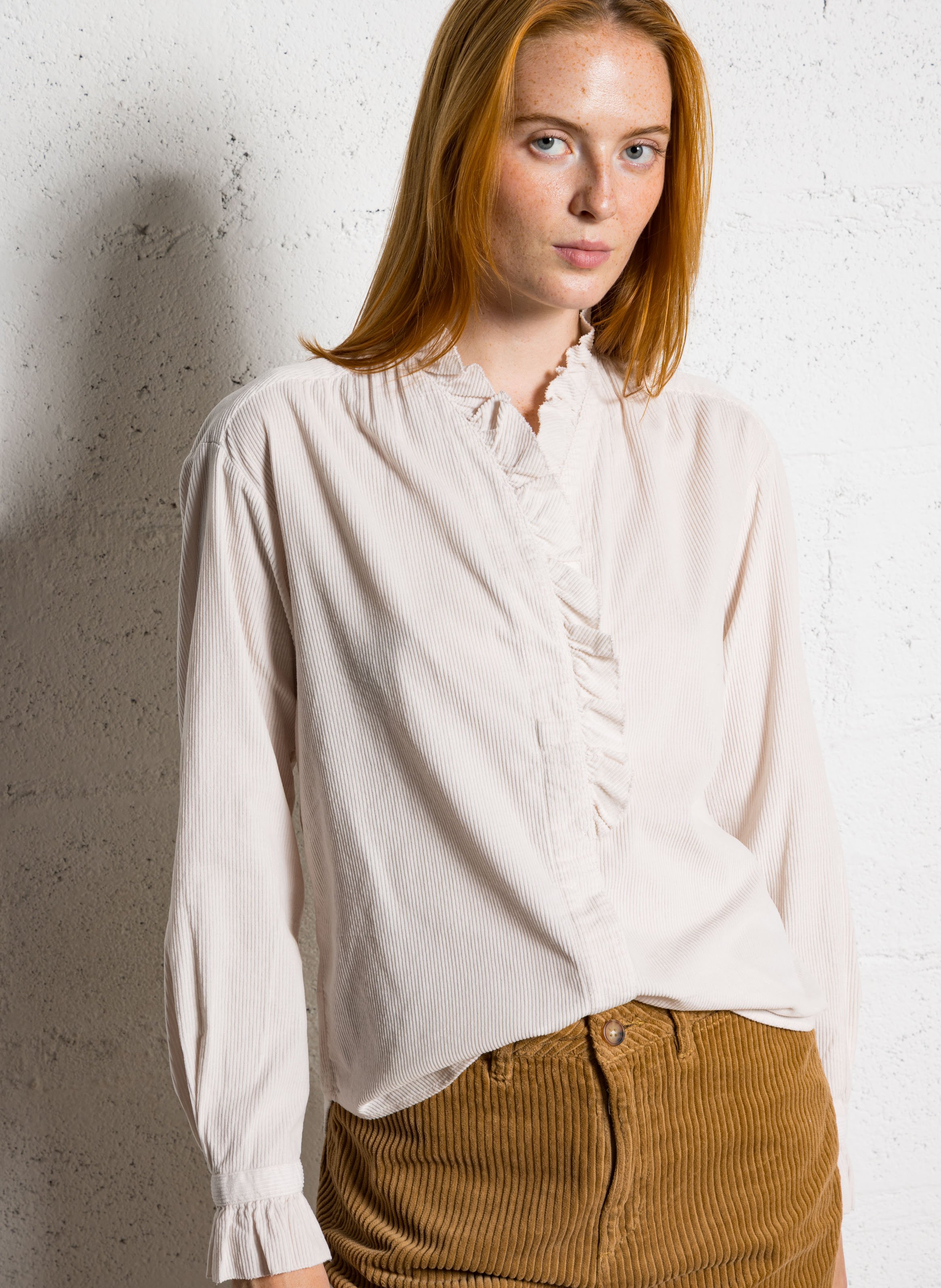 Chemise droite en coton HARTFORD Beige