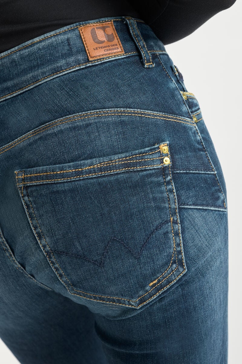 High-waisted push-up slim jeans, 7/8 length LE TEMPS DES CERISES Blue