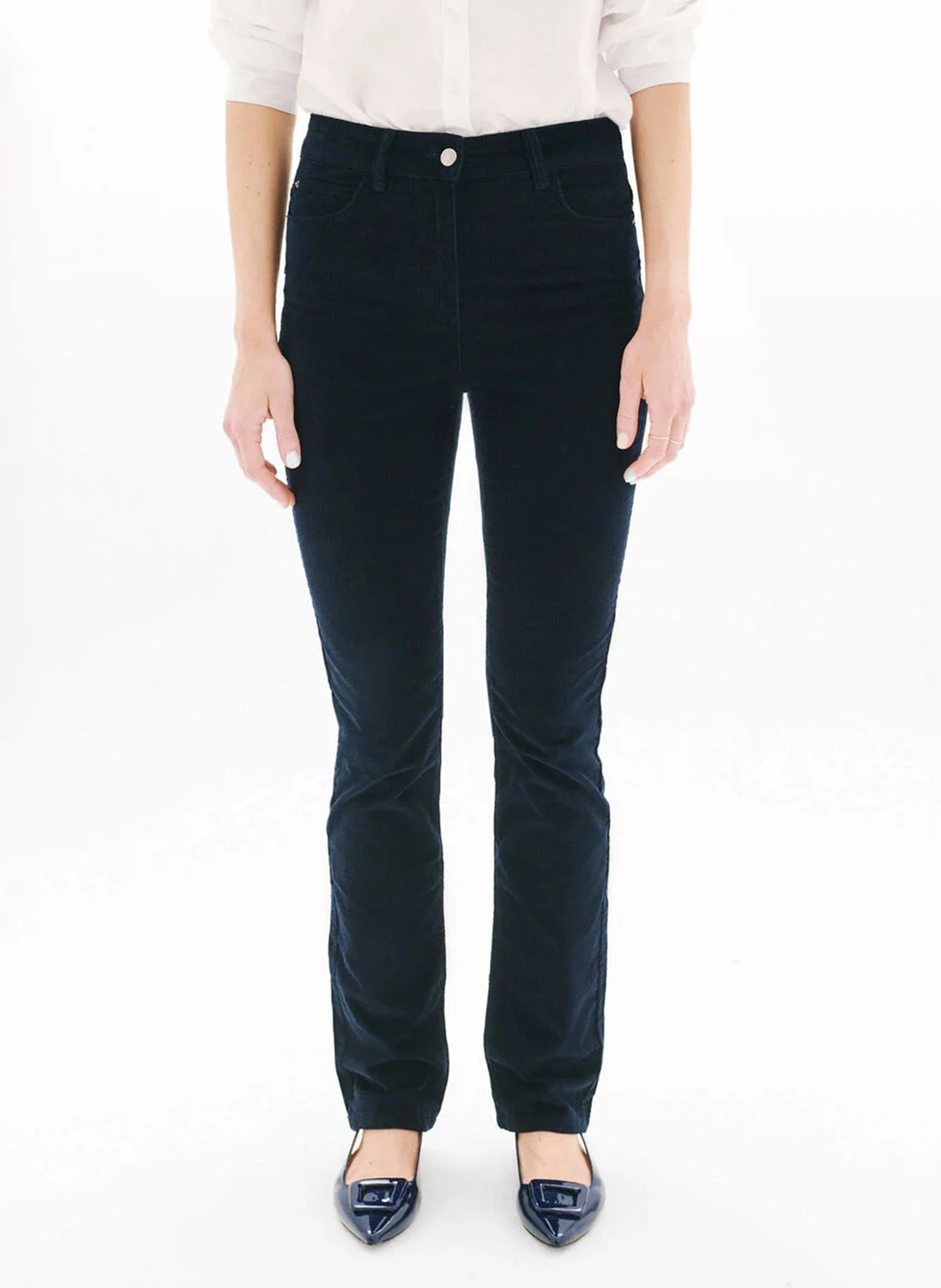 Pantalon droit en velours CAROLL Bleu