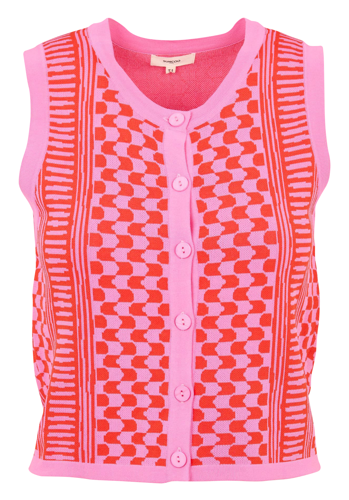 Gilet fin sans manches imprimé SUNCOO Rose