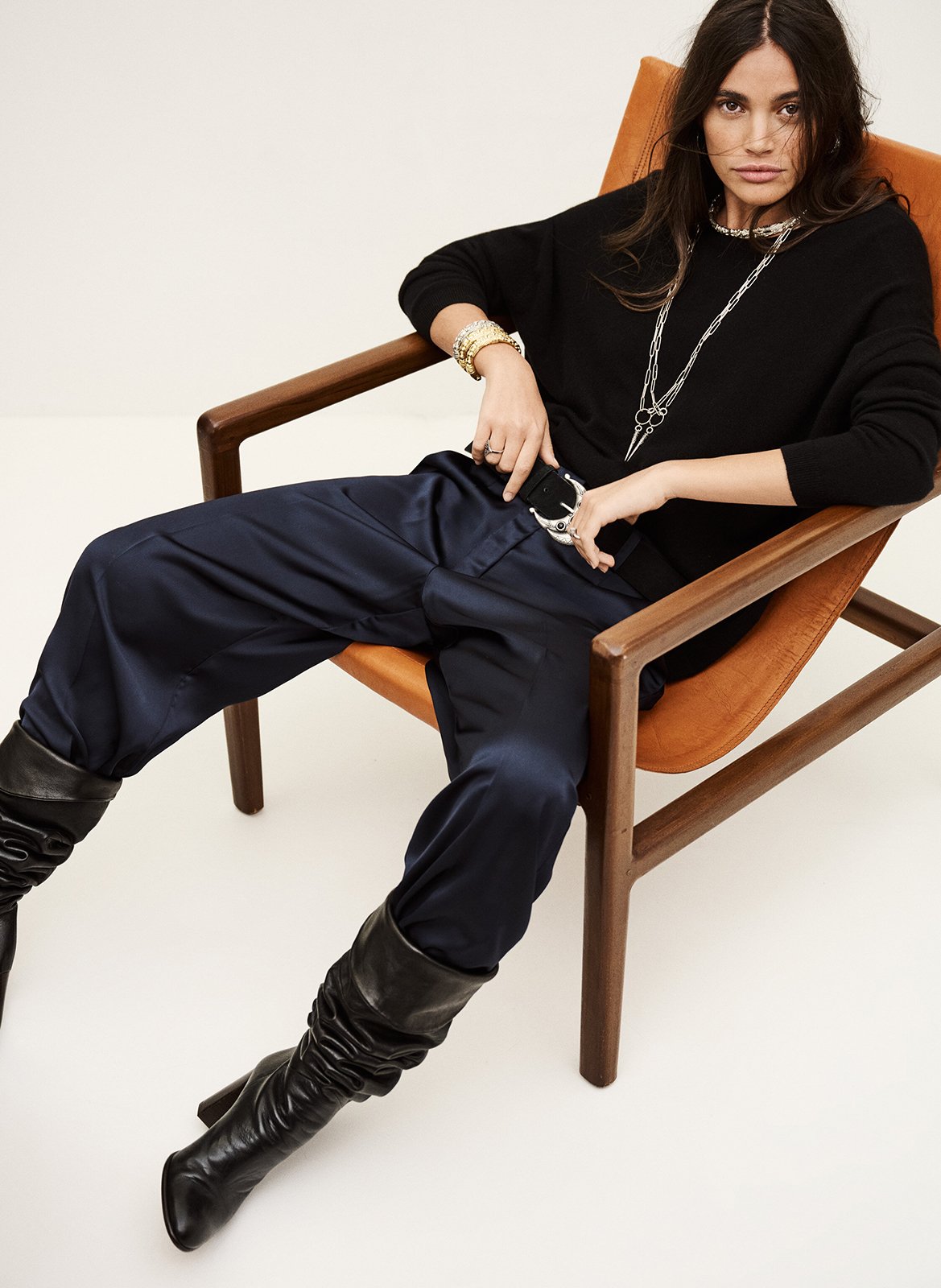 Pantalon large satiné BA&SH Bleu