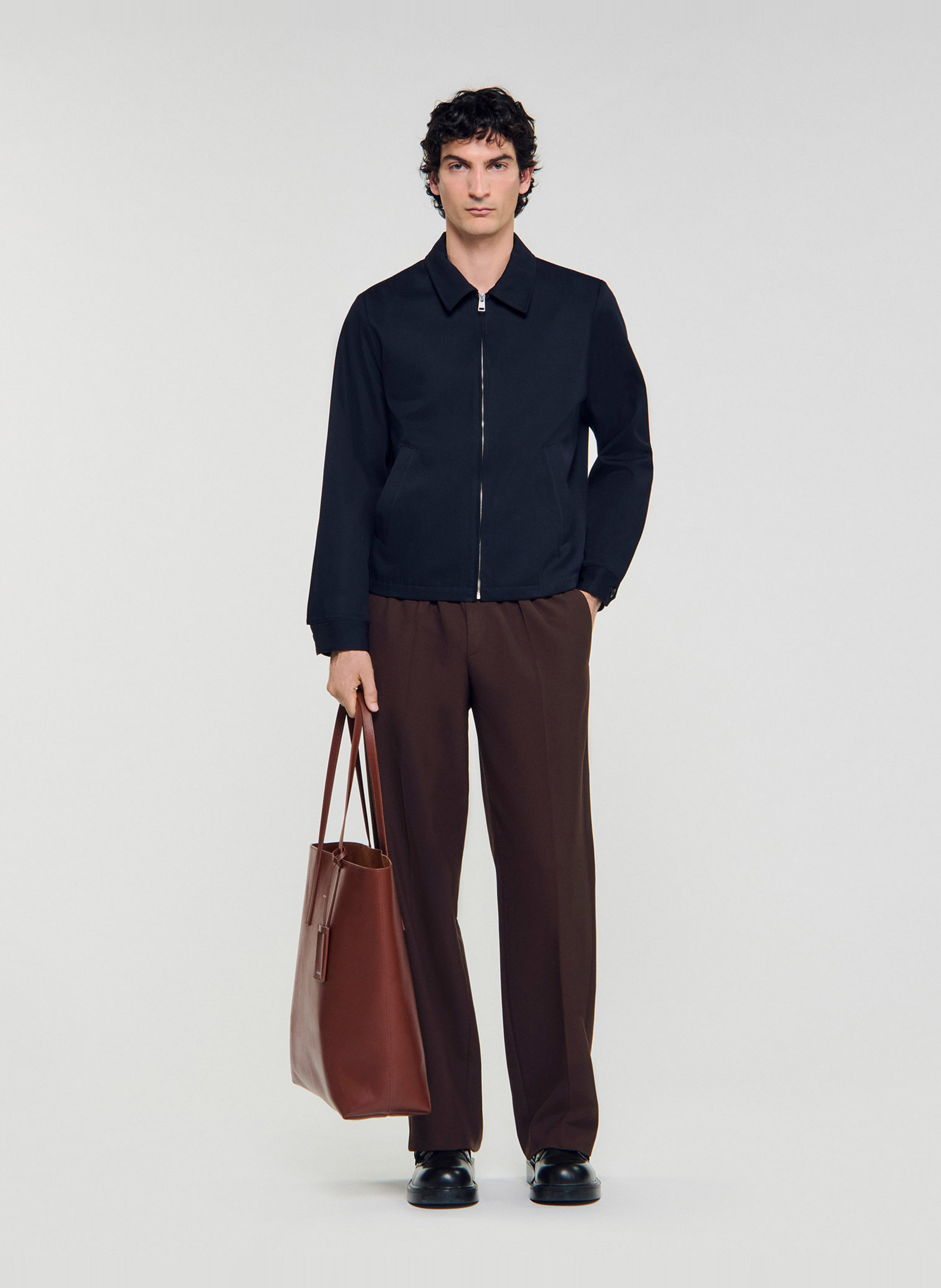 Regular-fit cotton jacket SANDRO Blue