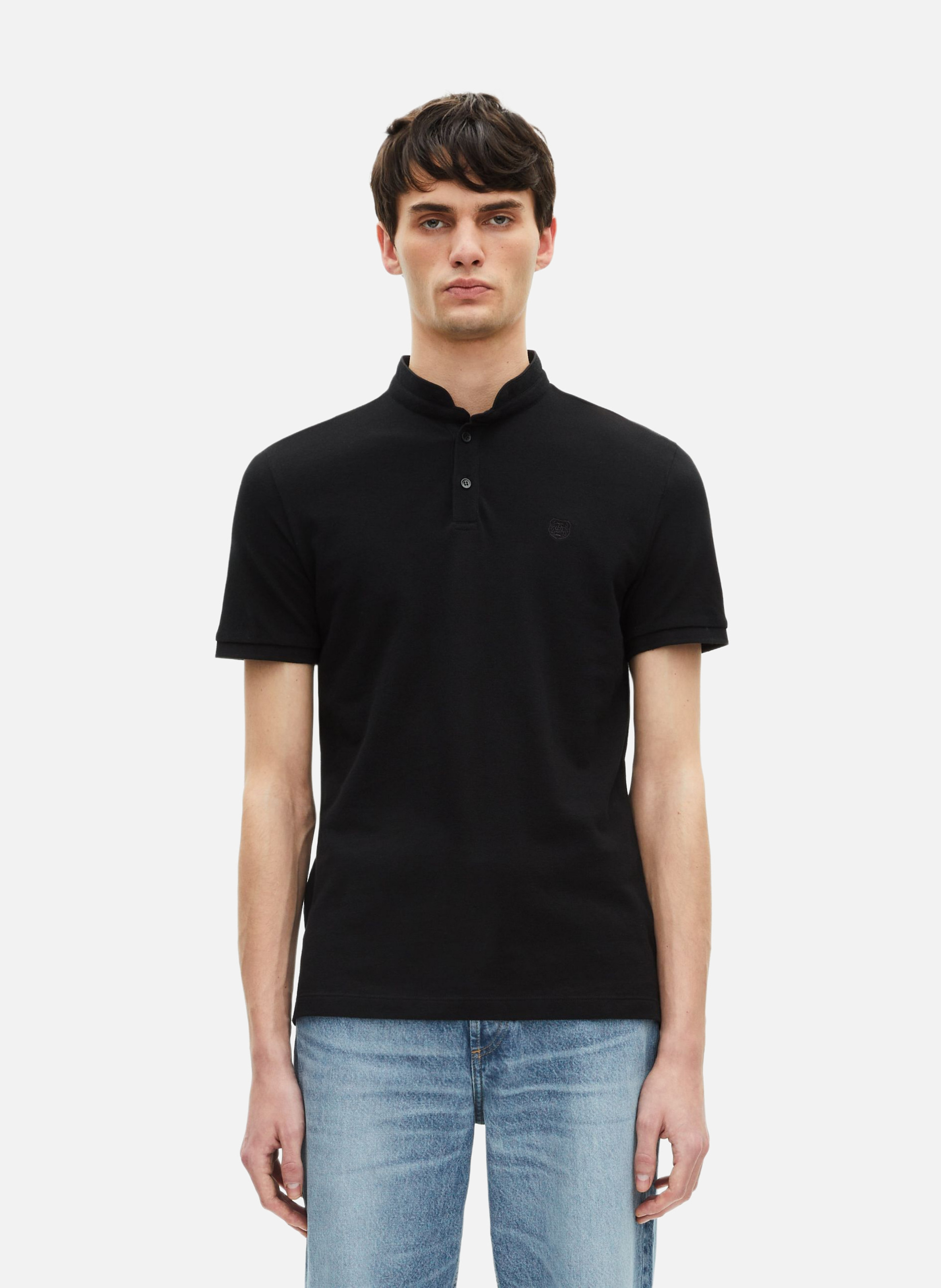 Officer-collar cotton polo shirt THE KOOPLES Black