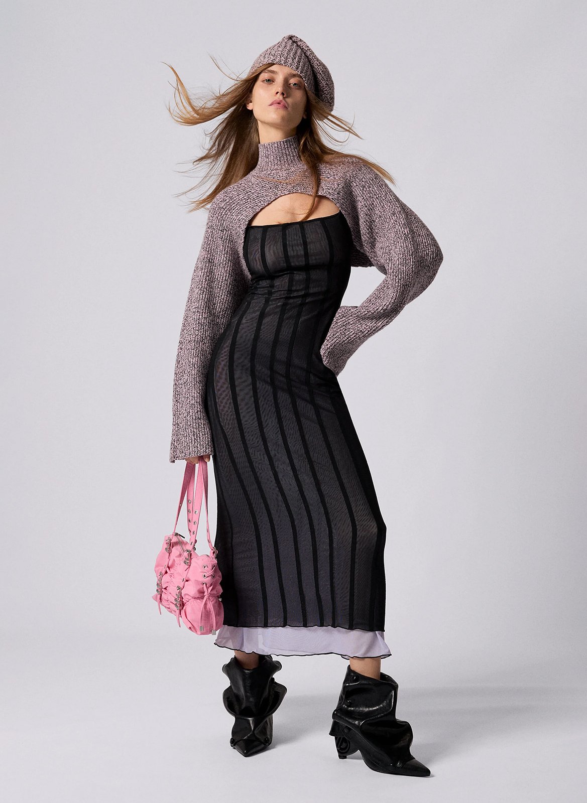 Pack pull et bonnet en maille DESIGUAL Rouge