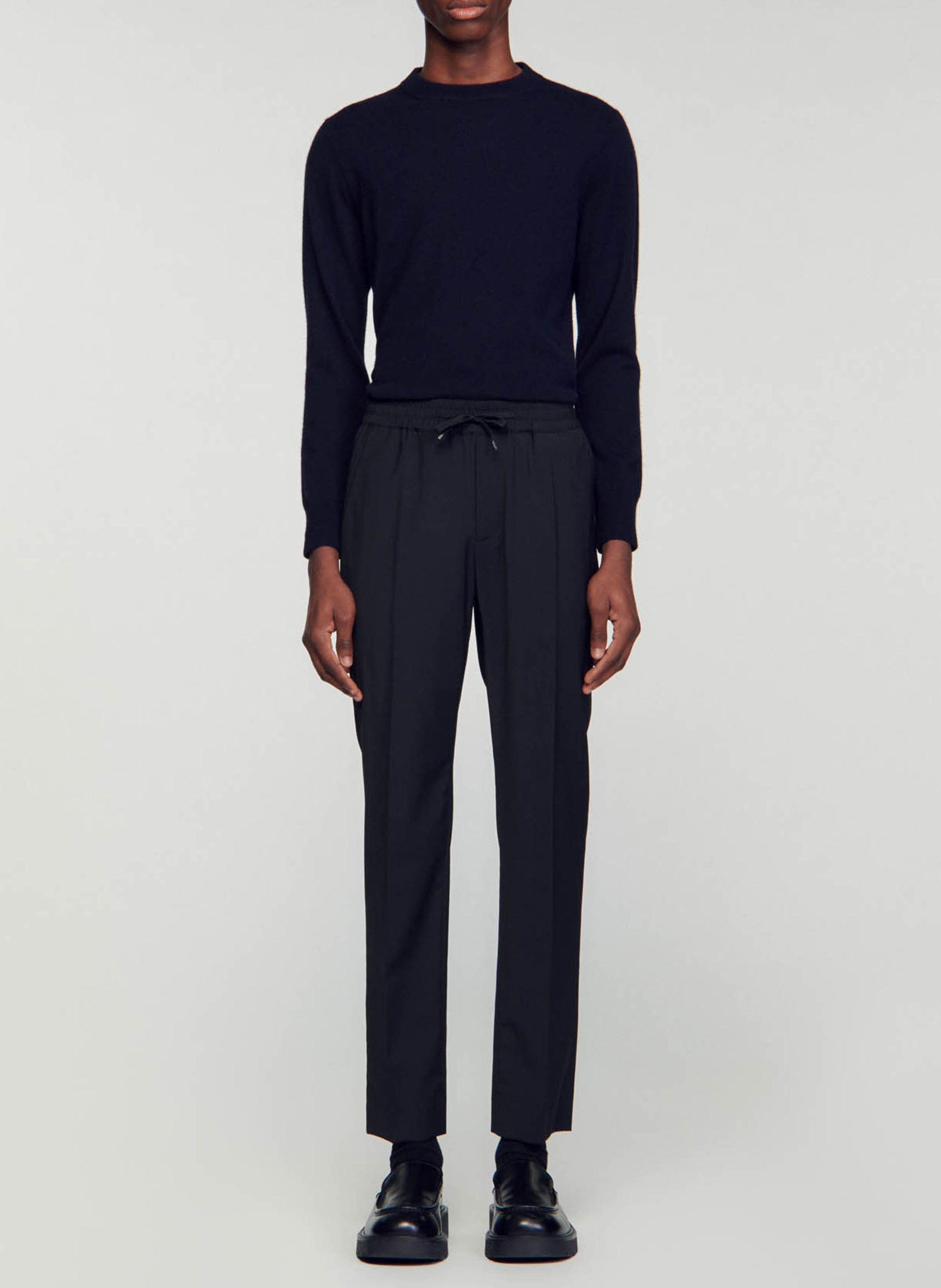 Pantalon droit élastiqué SANDRO Noir
