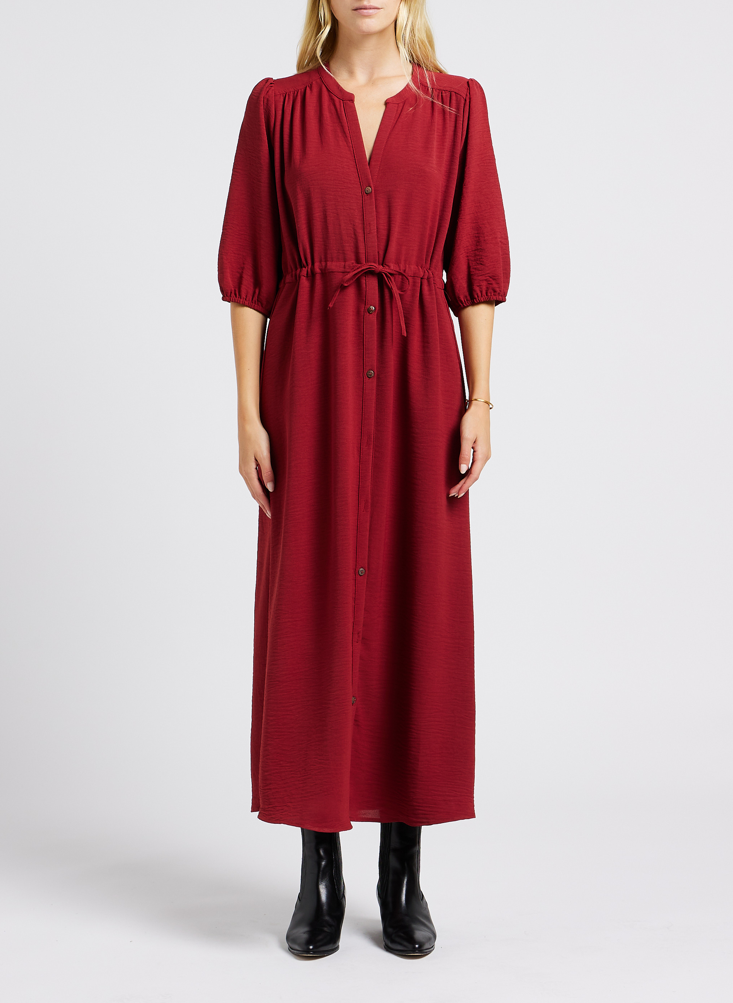 Lange jurk met tuniekhals GRACE ET MILA Bruin