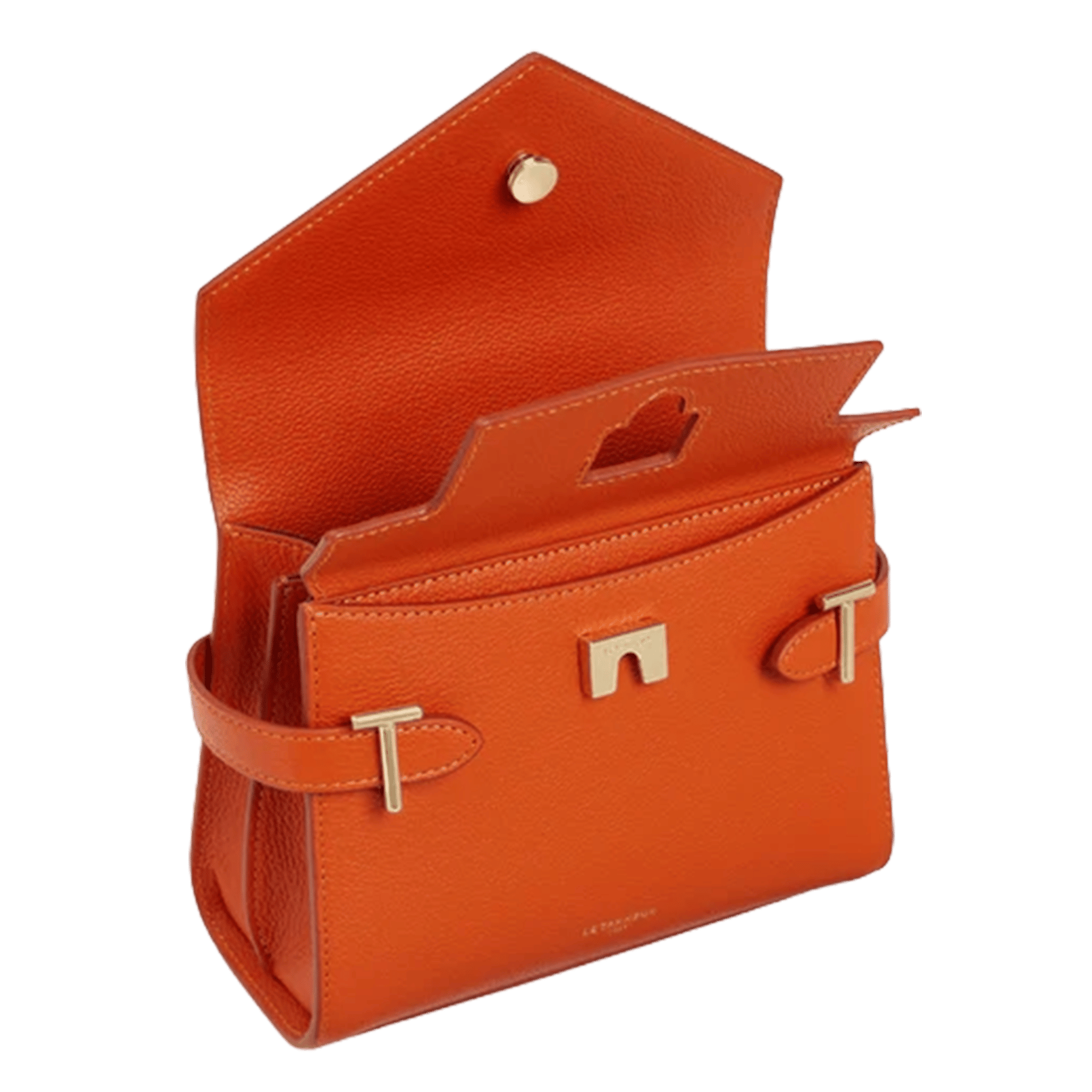 Bowlingtasche aus genarbtem Leder mit Reißverschluss Orange