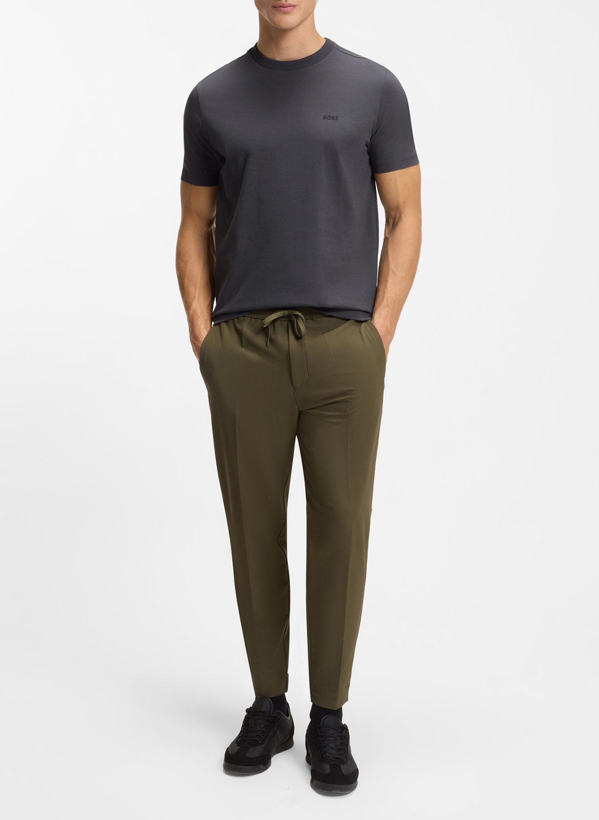 Basic cotton-mix T-shirt BOSS Silver