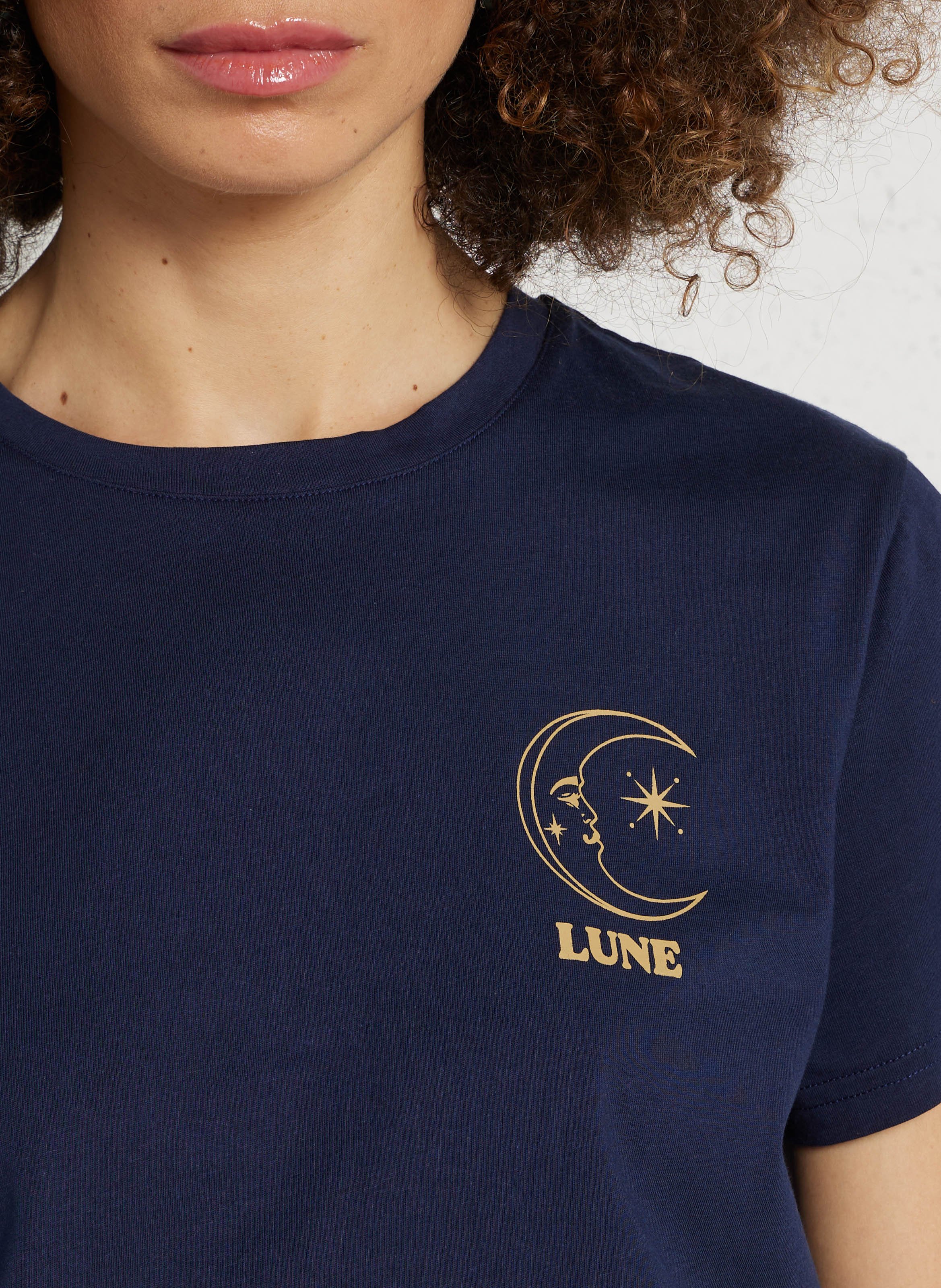 Ruimvallend, katoenen T-shirt met ronde hals en zeefdruk LA PETITE ETOILE Blauw