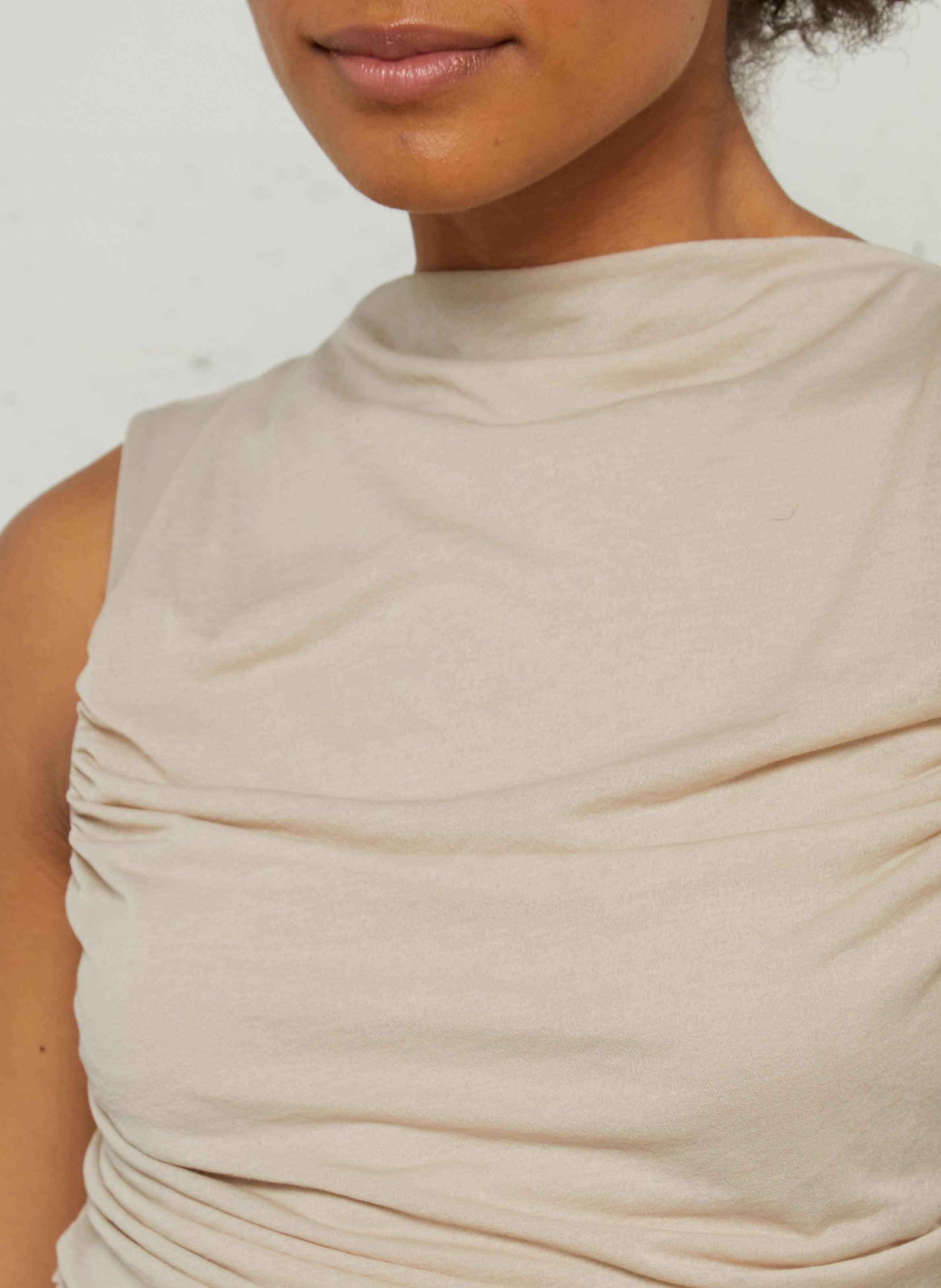Gedrapeerde top van gemengd katoen SOEUR Beige