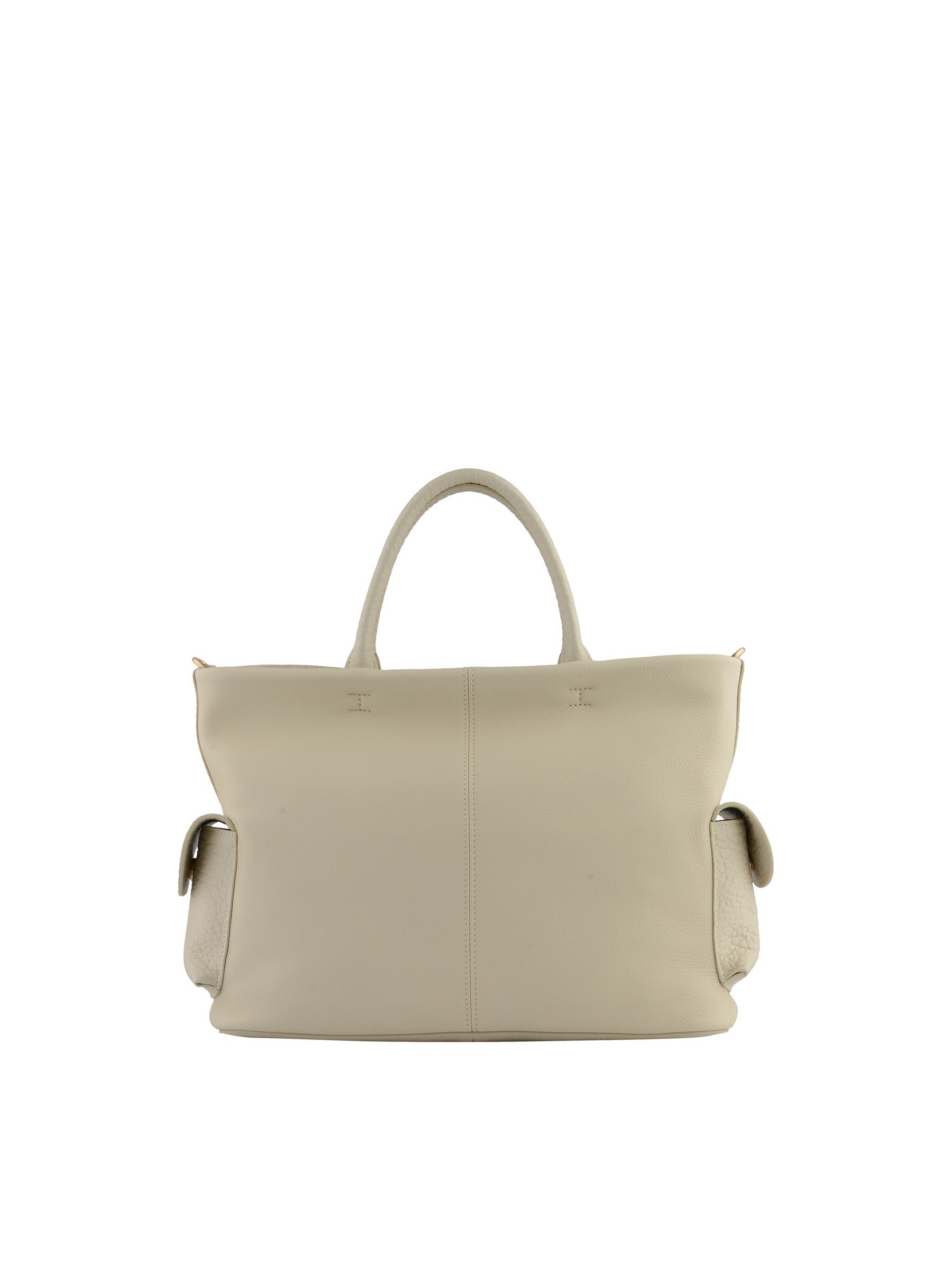 Calfskin leather handbag POURCHET Beige