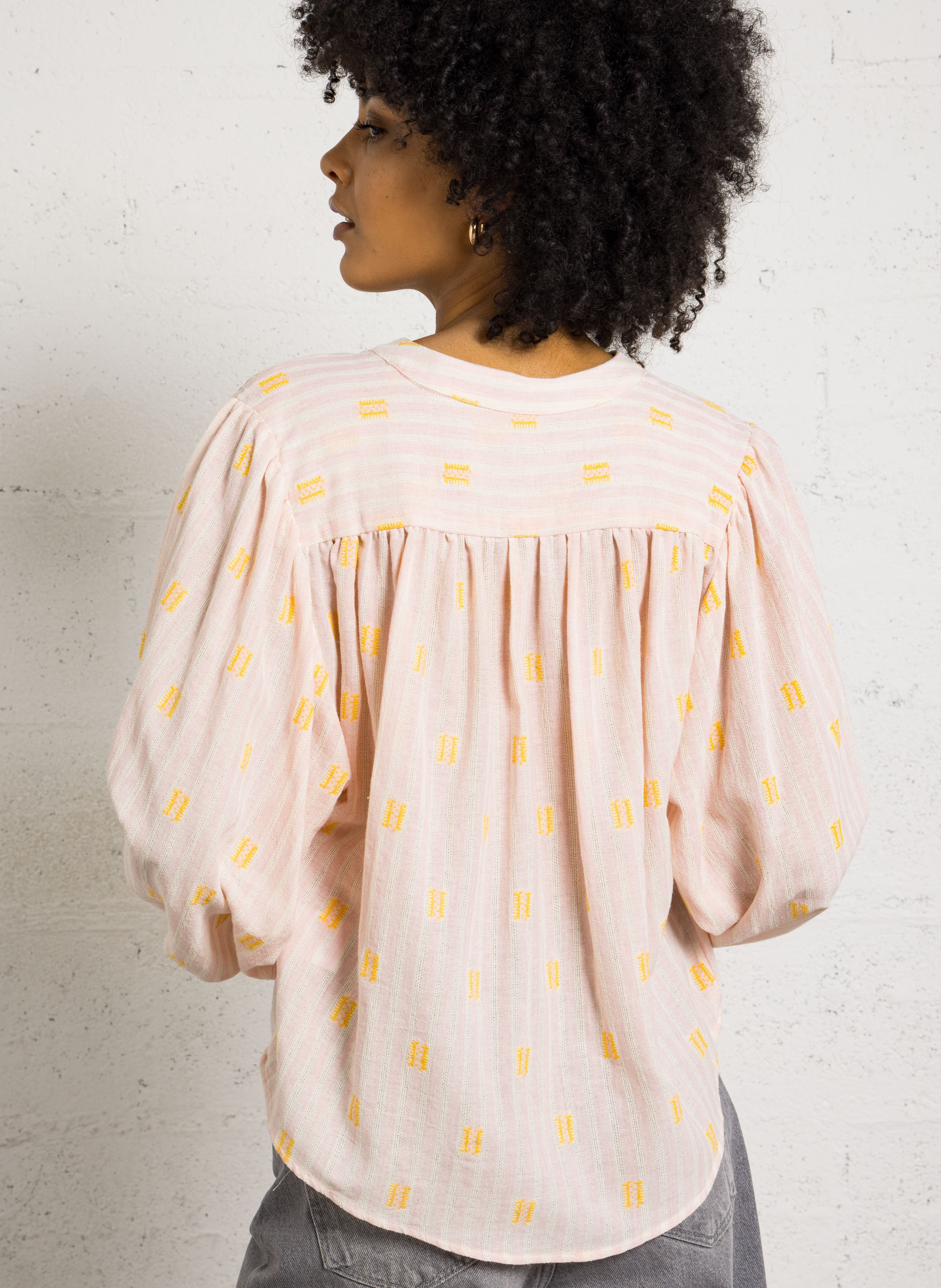 Bluse aus Baumwoll-Mix mit Rundhalsausschnitt SACRECOEUR Rosa