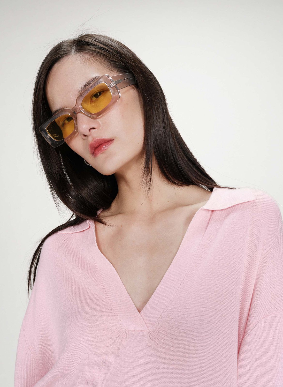 Oversize Pullover mit klassischem Kragen aus Strick GRACE ET MILA Rosa