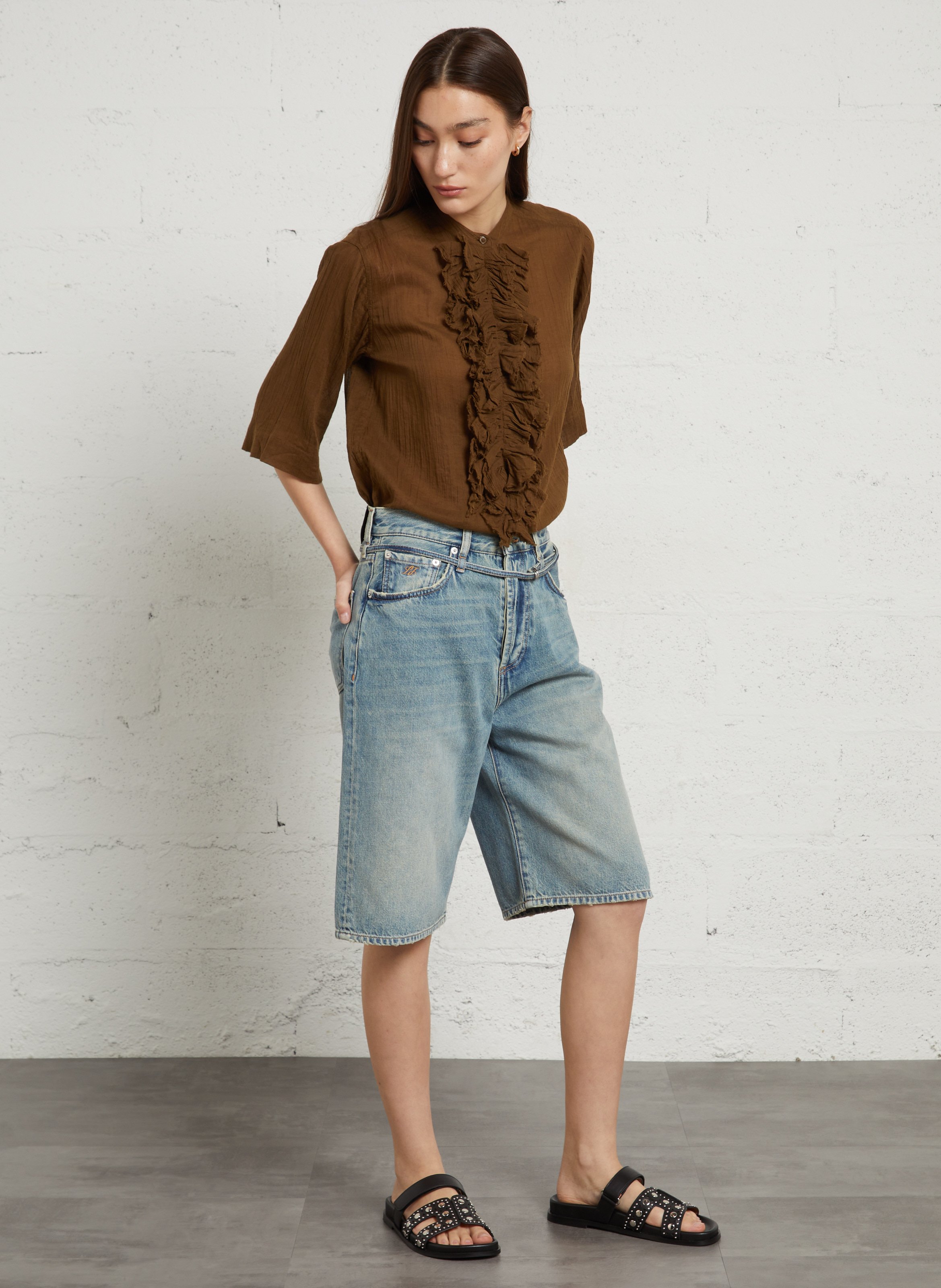 Sandales plates en cuir BIBI LOU Noir