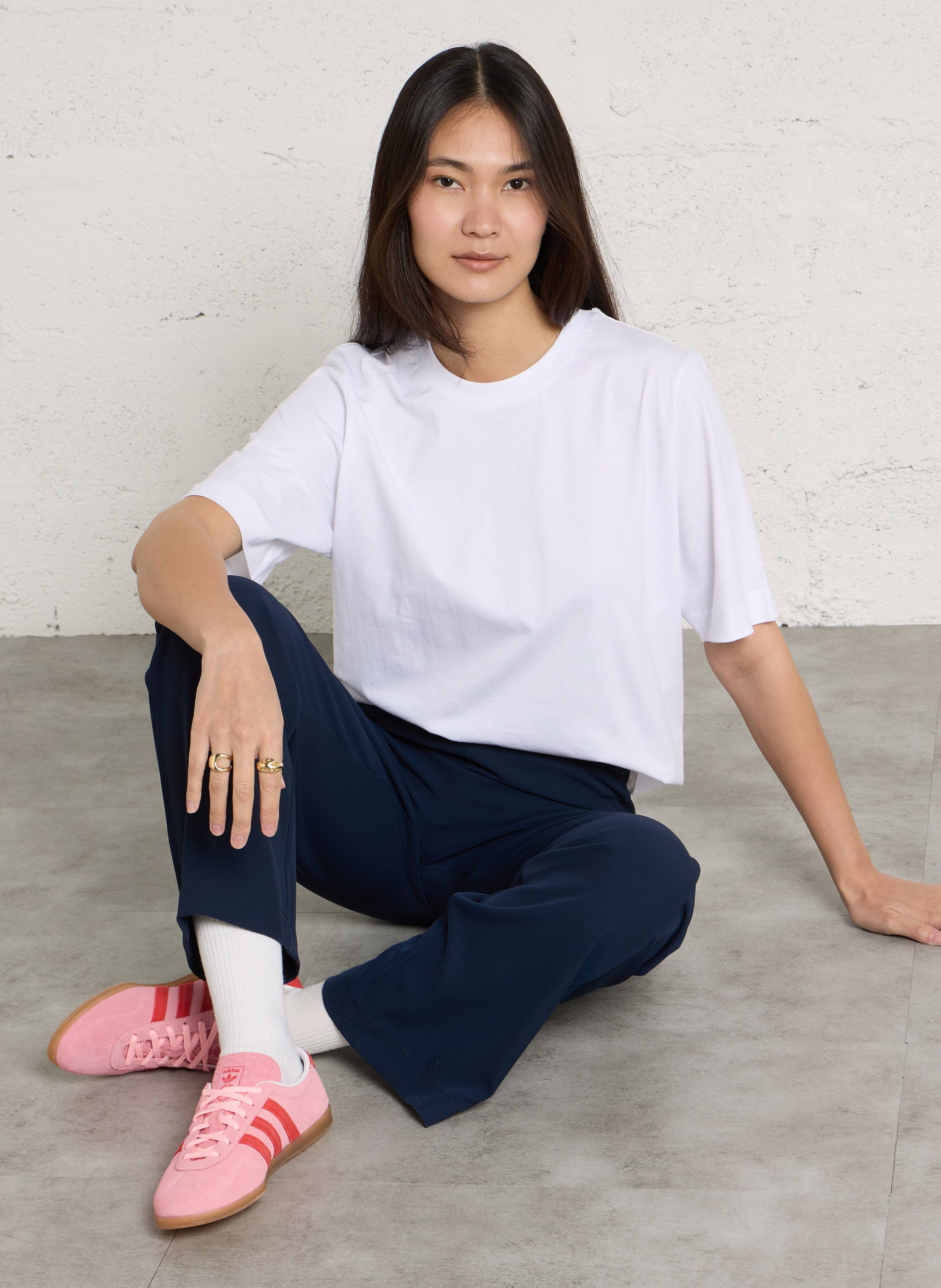 Baumwoll-Pullover mit Rundhalsausschnitt BENSIMON Weiss