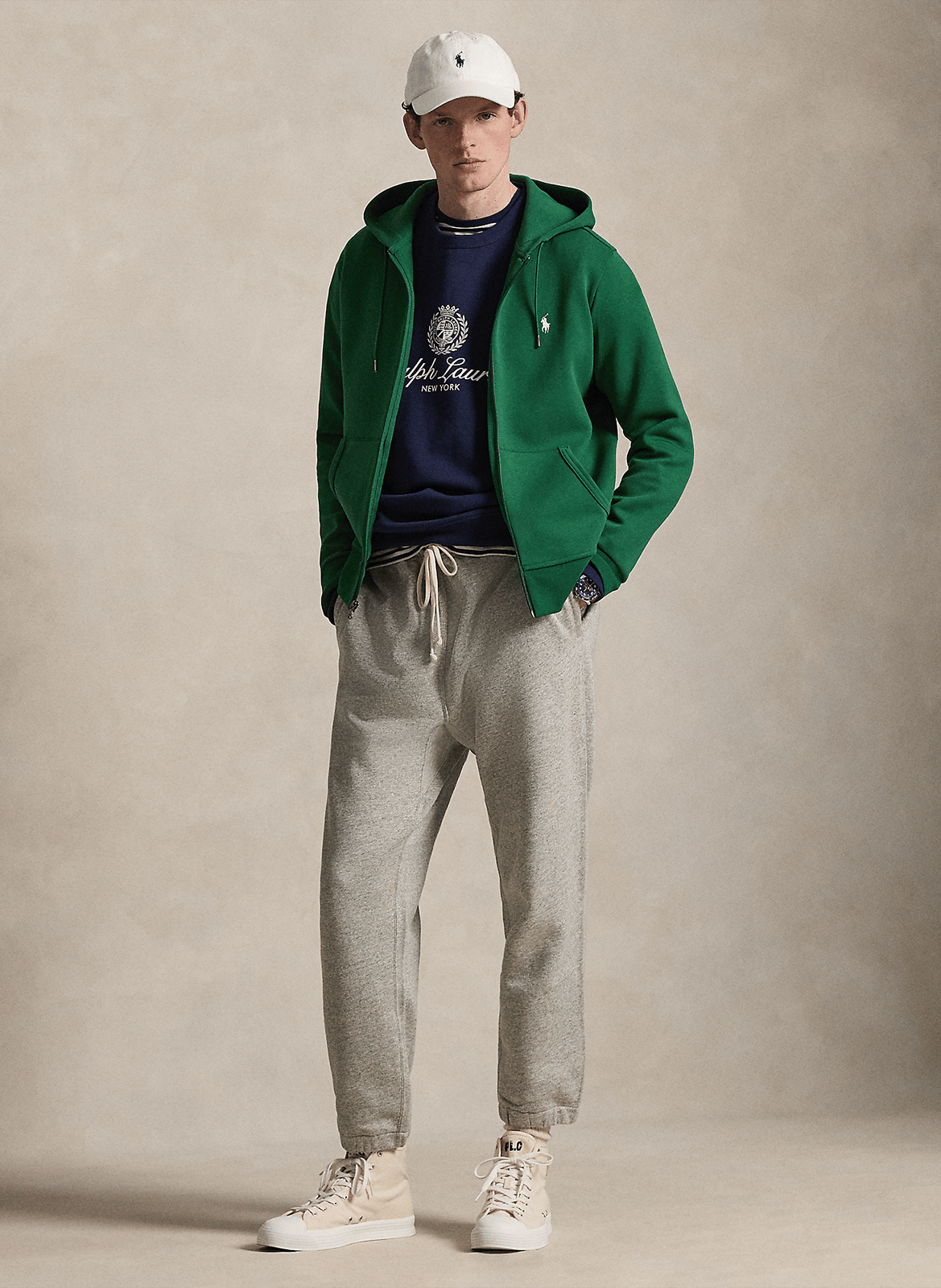 Sweat zippé à capuche en coton doux | Vert POLO RALPH LAUREN Homme