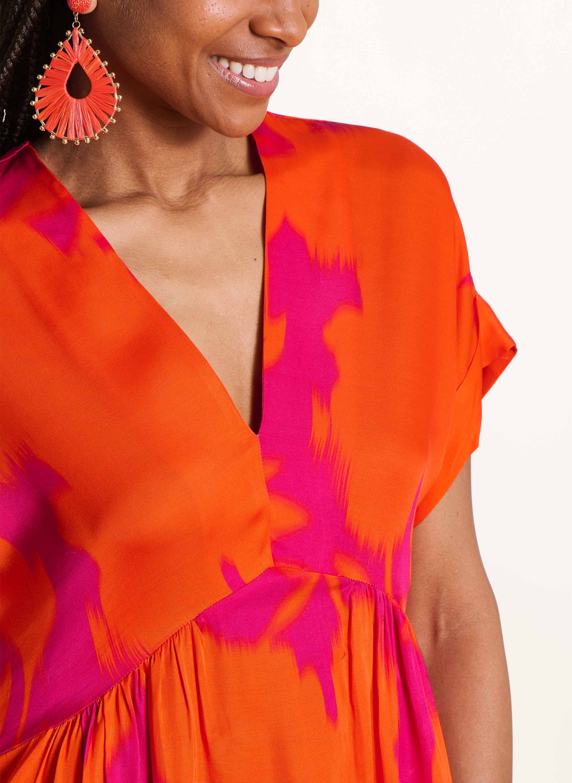 Robe midi imprimée col v LA FEE MARABOUTEE Multicolore