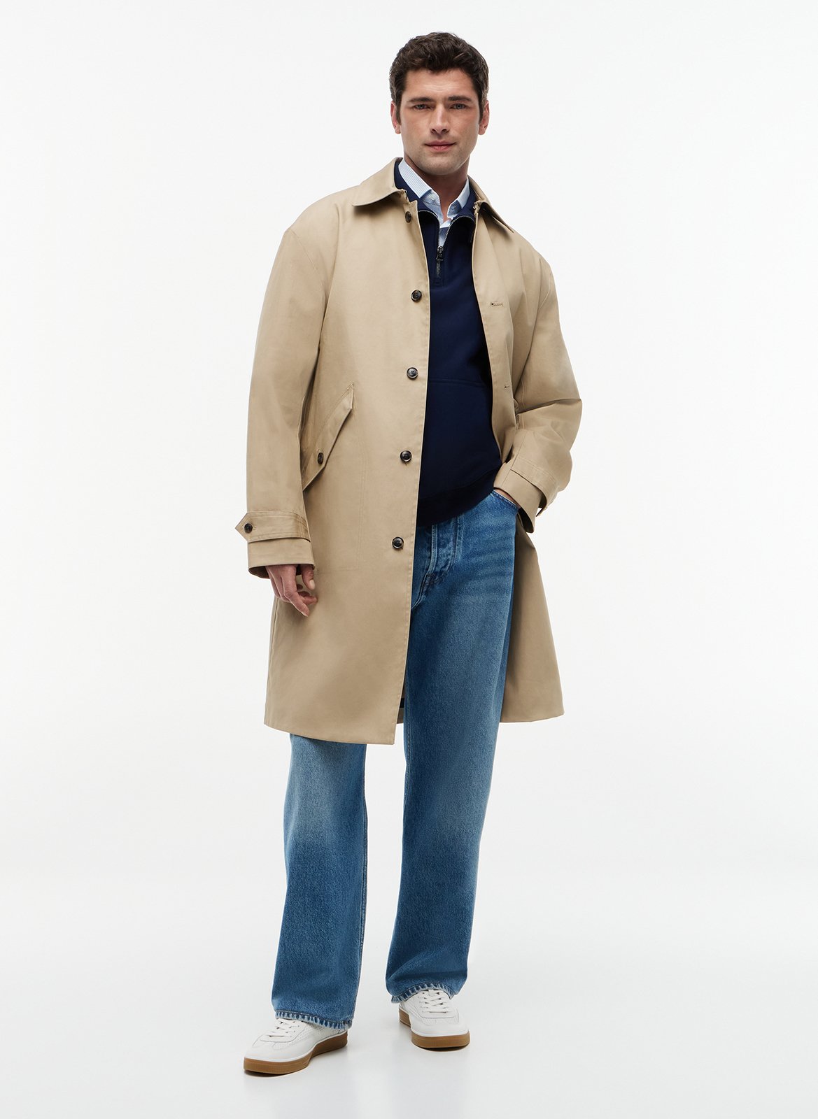 Cappotto lungo a bottoni monocolore TOMMY HILFIGER