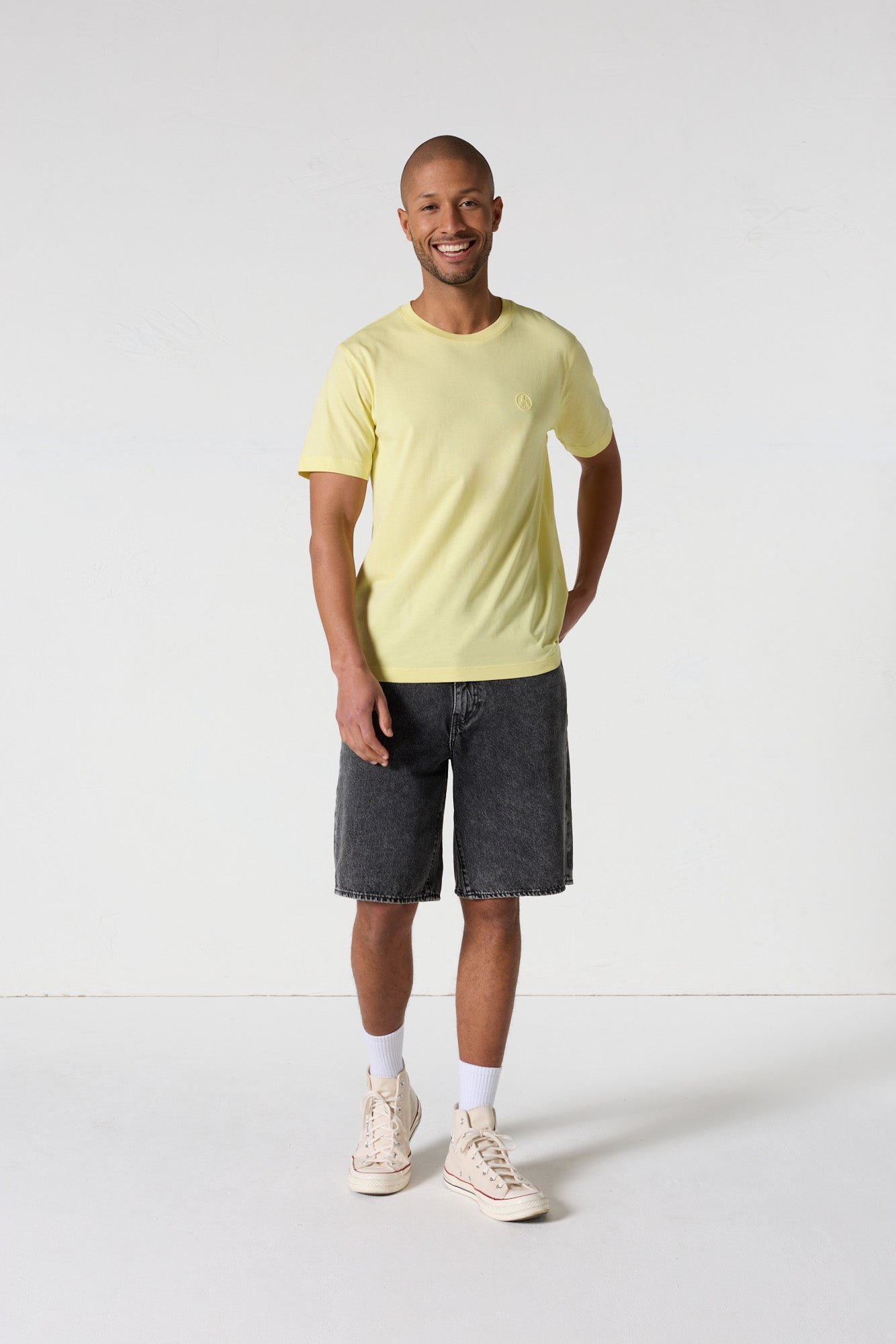 T-shirt à col rond homme en coton pedro JOTT Jaune