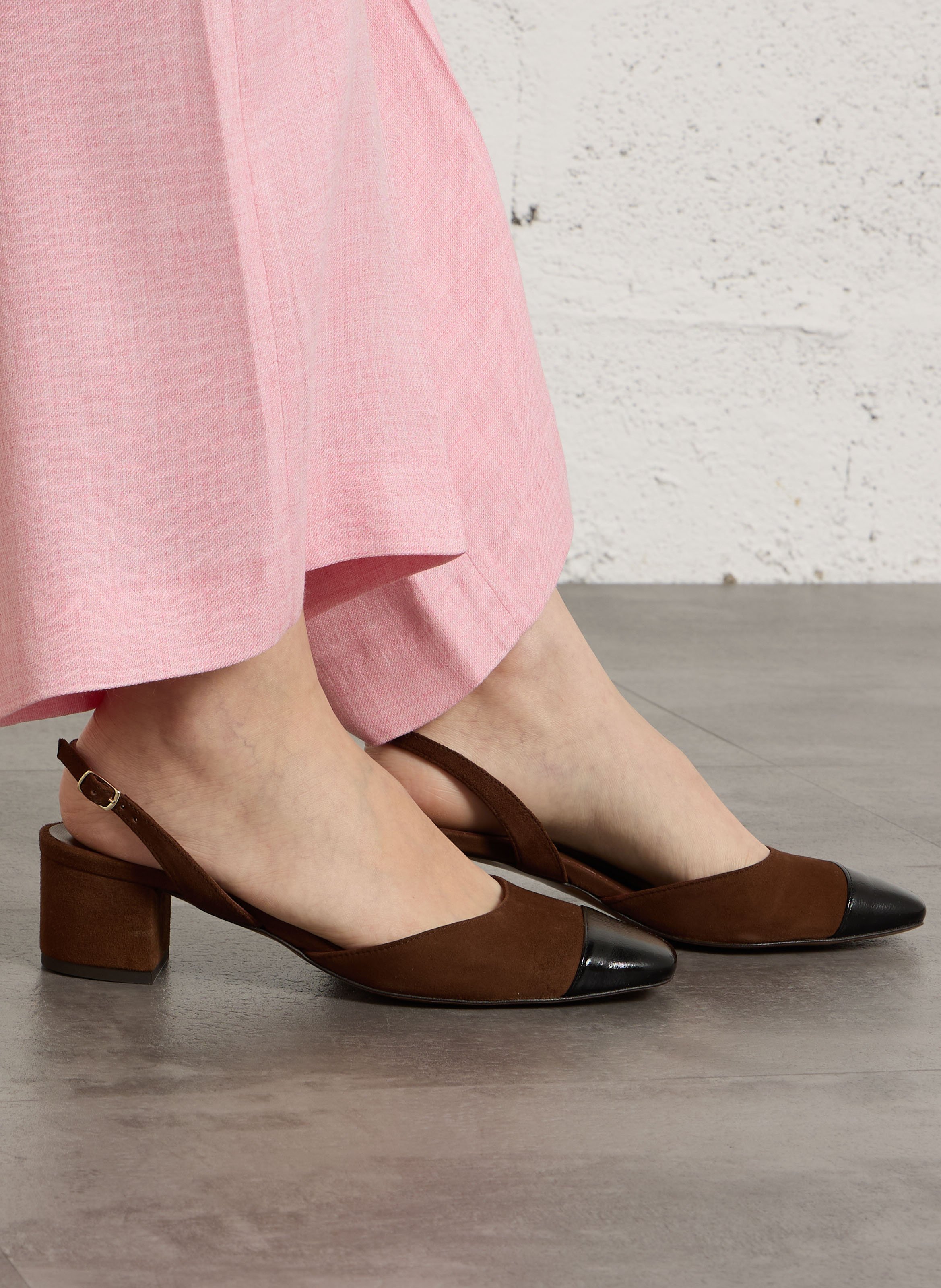 Sandales à talon en cuir RIVECOUR Marron