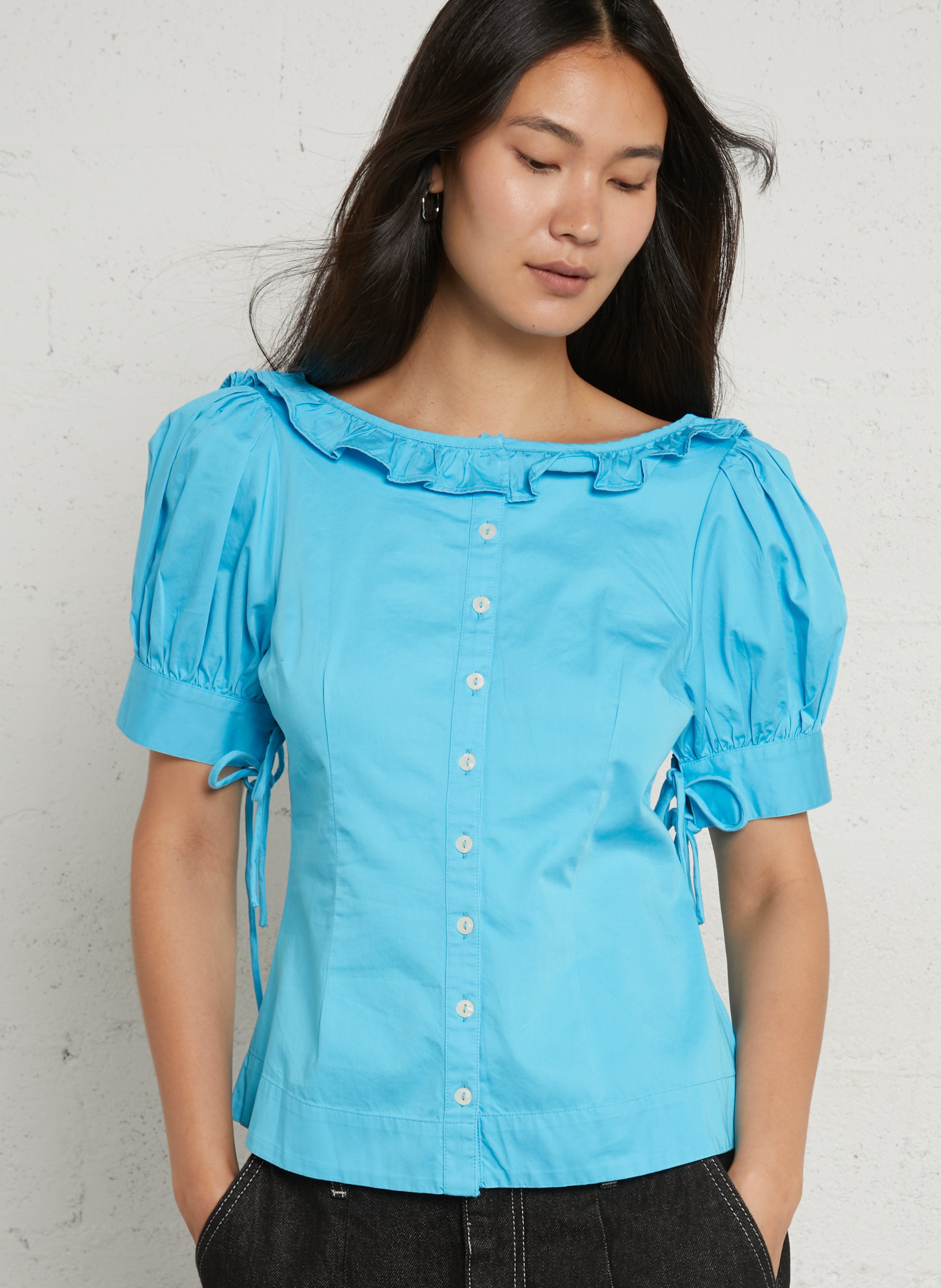 Top évasé en coton bio DAMSON MADDER Bleu