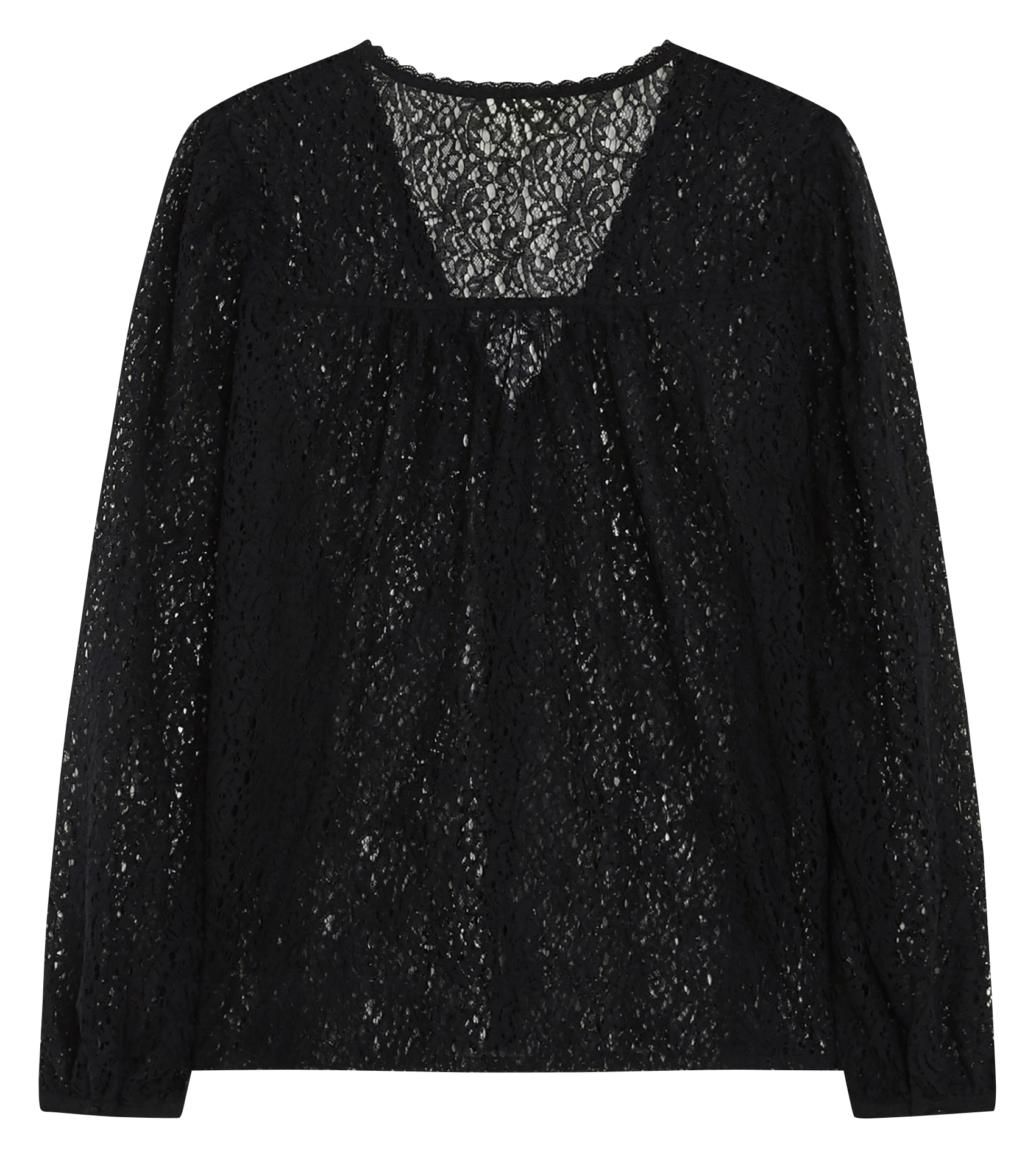 Blouse col V en dentelle GRACE ET MILA Noir