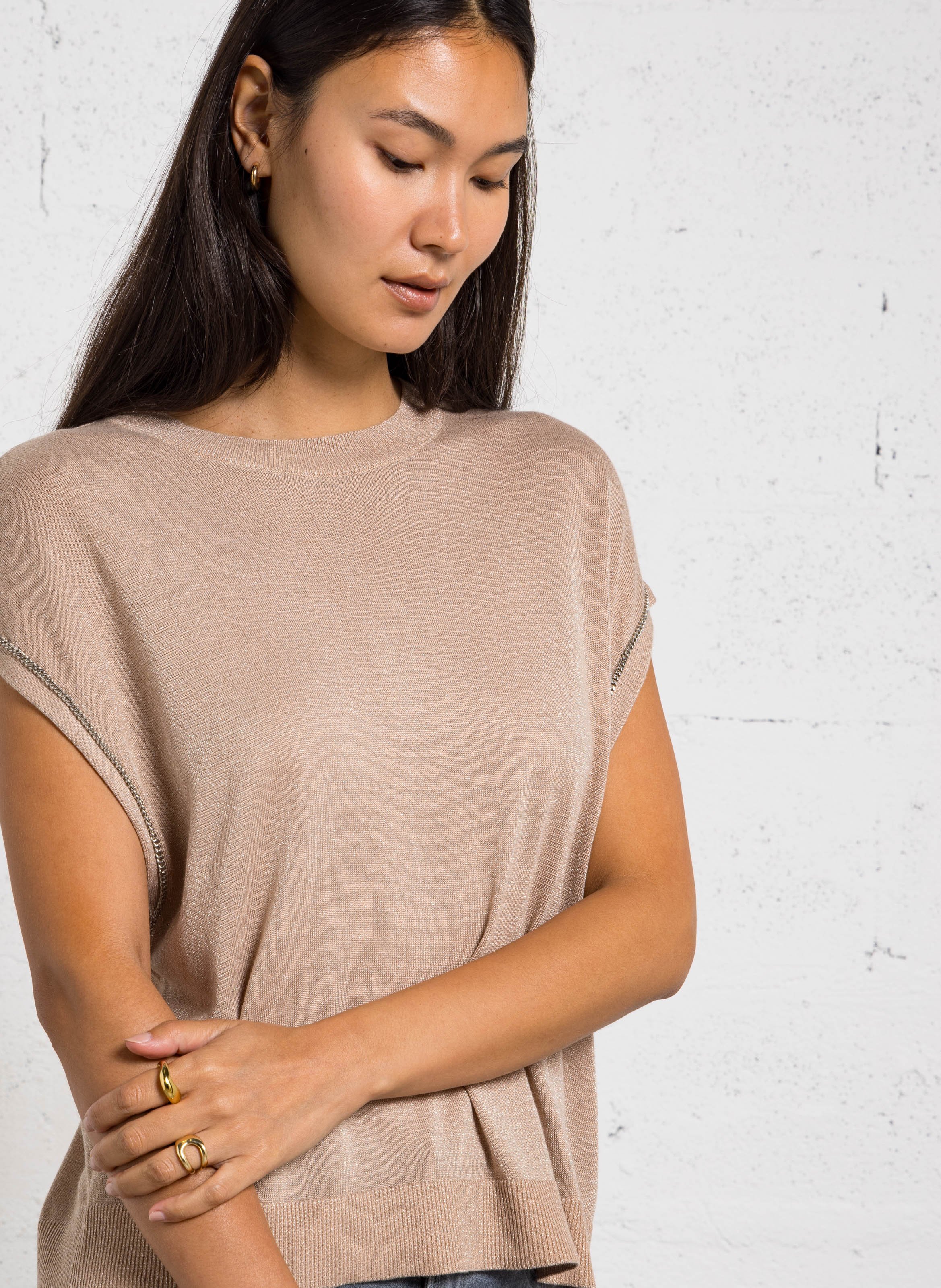 Oversize round-neck knit sweater IKKS Golden