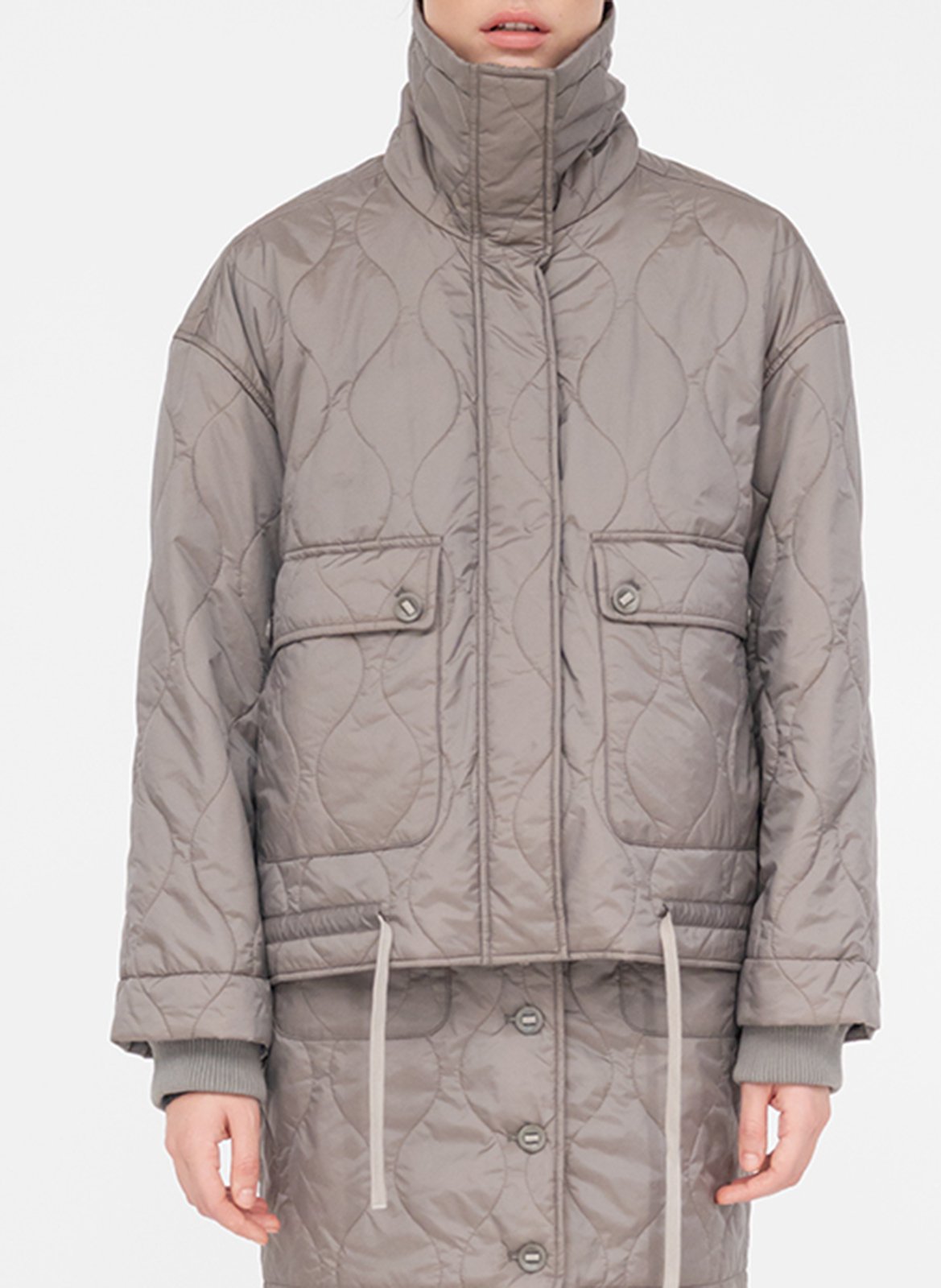 Veste col montant droite matelassée PROJECT-AJ117 Beige
