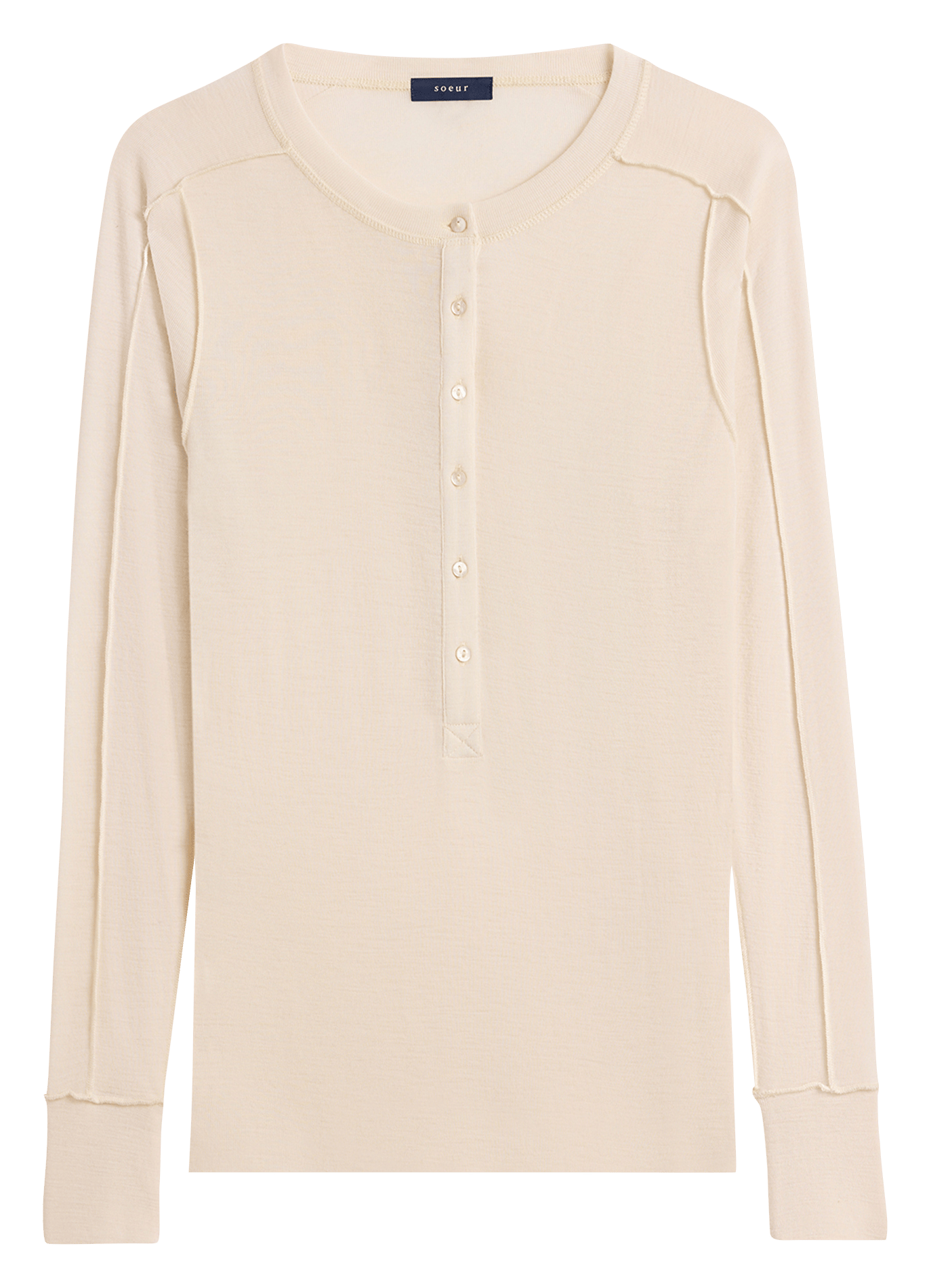 Rundhals-T-Shirt aus Wolle SOEUR Beige