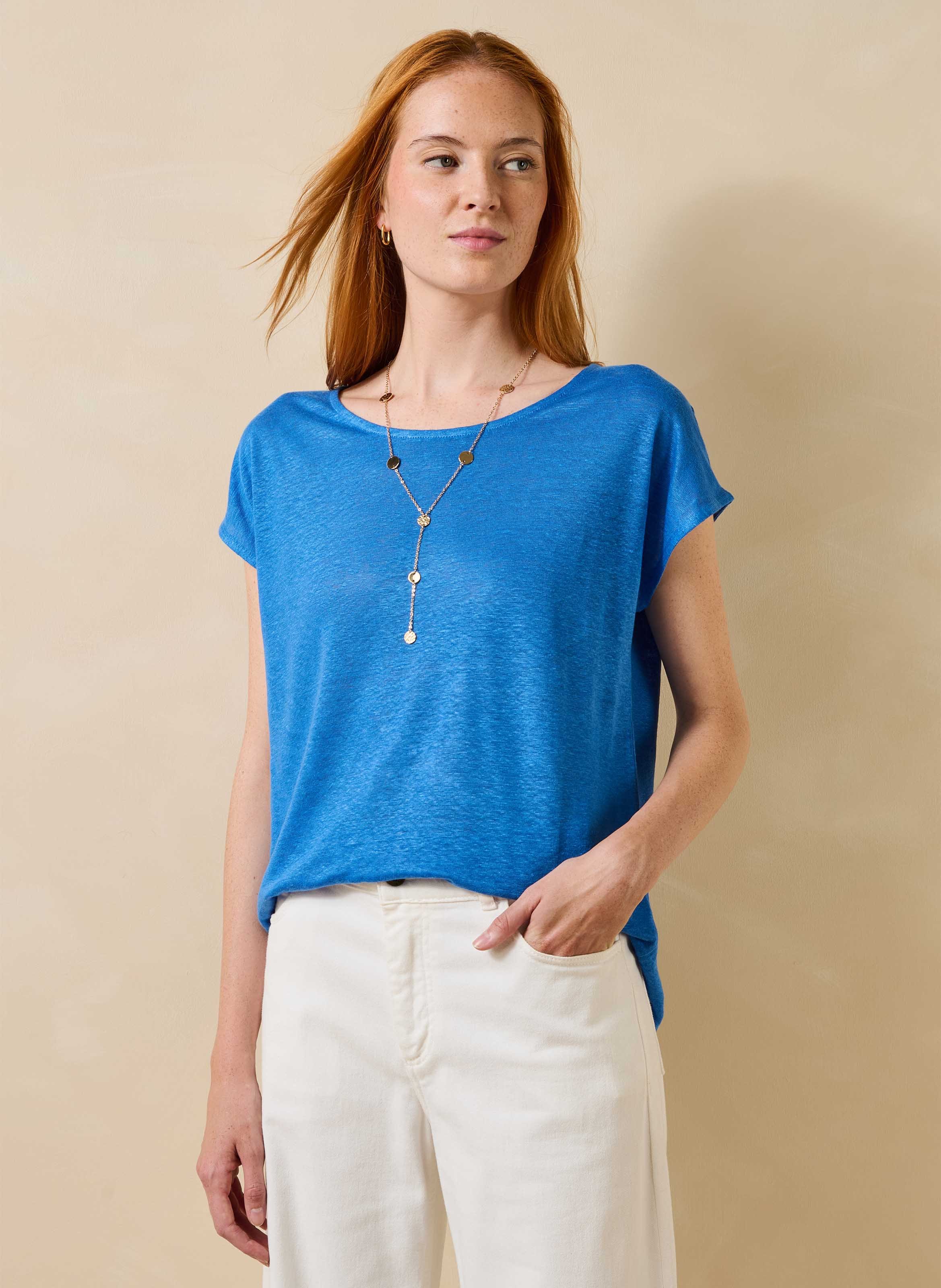 Tee-shirt droit chiné en lin LA FEE MARABOUTEE