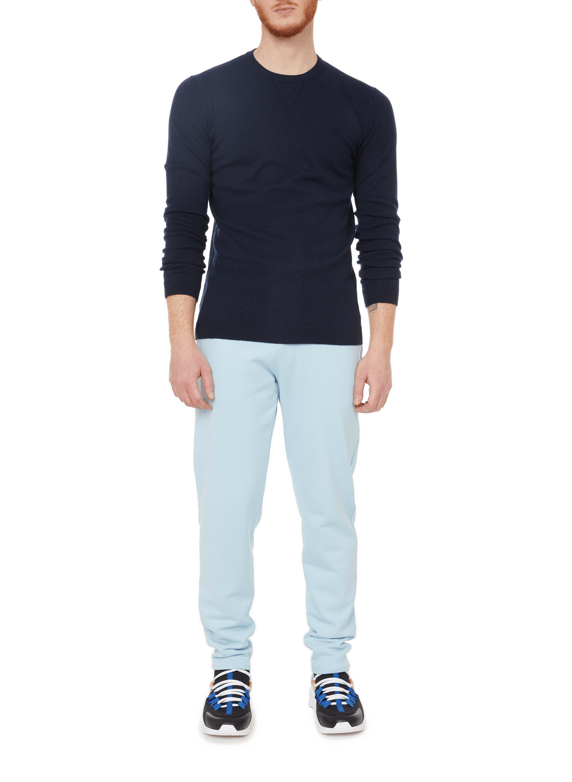 Round-neck graphic cashmere straight-cut sweater AU PRINTEMPS PARIS Blue